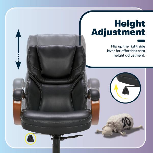 Height Adjustment - Flip up the right side lever for effortless seat height adjustment.
