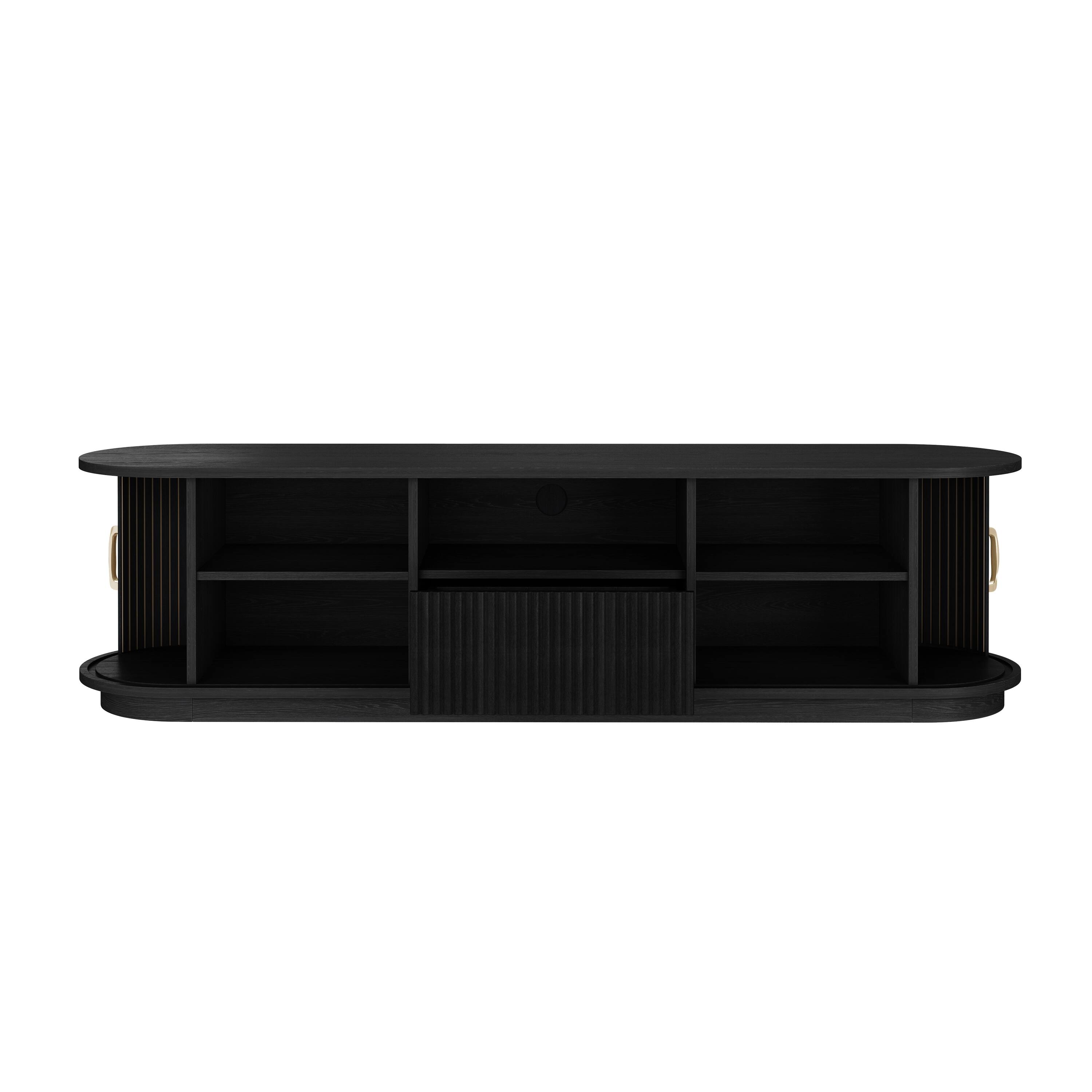Alt View 1. Whisen - Fluted TV Stand TVs up to 75" with Sliding Slatted Doors and Cable Management - Black.