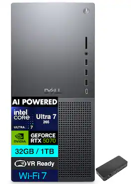 Dell - Tower Plus EBT2250 Desktop (Intel Ultra 7-265, 64GB DDR5, 4TB PCIe SSD, GeForce RTX 5070, Win 11 Pro) - Black