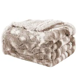 Noble House - Plazatex Alaska Sherpa Decorative Super Soft Throw Blanket for Sleep/Decor 50" X 60" - Taupe