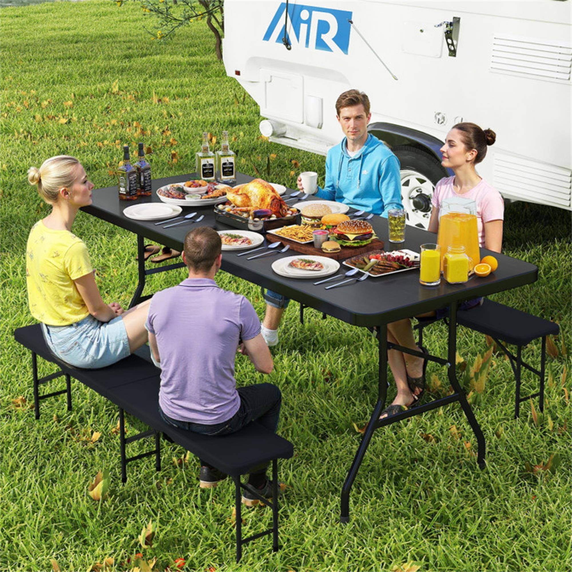 Alt View 3. Boyel Living - Black Folding Camping Patio Table 710in L x 290in W x 290in H - Black.