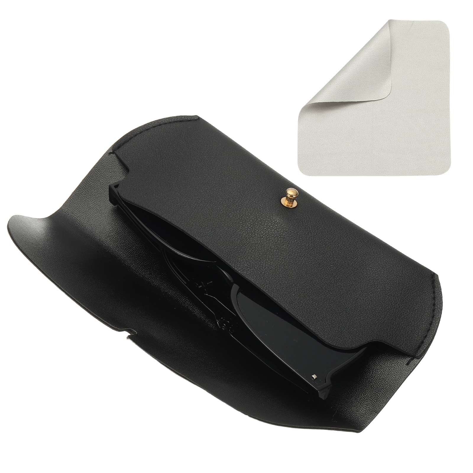 "Unique Bargains - Leather Eyeglass Case 7.1x1.2x2.9"" Portable Pouch with Strap & Cleaning Cloth - Black" price history on PriceWatchPro