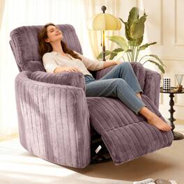 Aukfa - Swivel Rocking Glider Power Recliner Chair with 24" Wide Seat & Type-C & USB Ports - Purple
