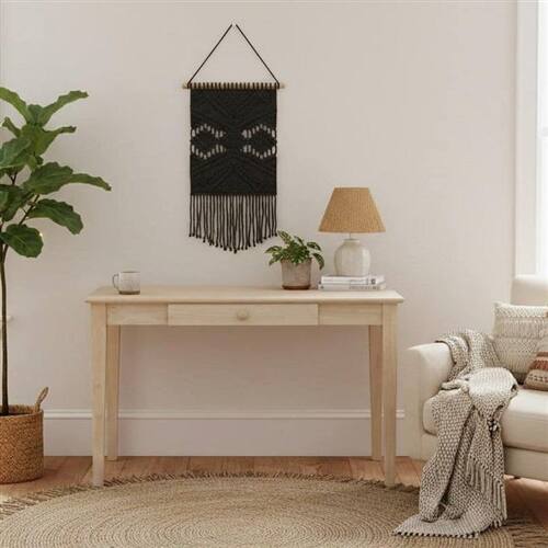 Back. SlickBlue - Wooden Computer Desk with Drawer for Office or Home Use - Natural.