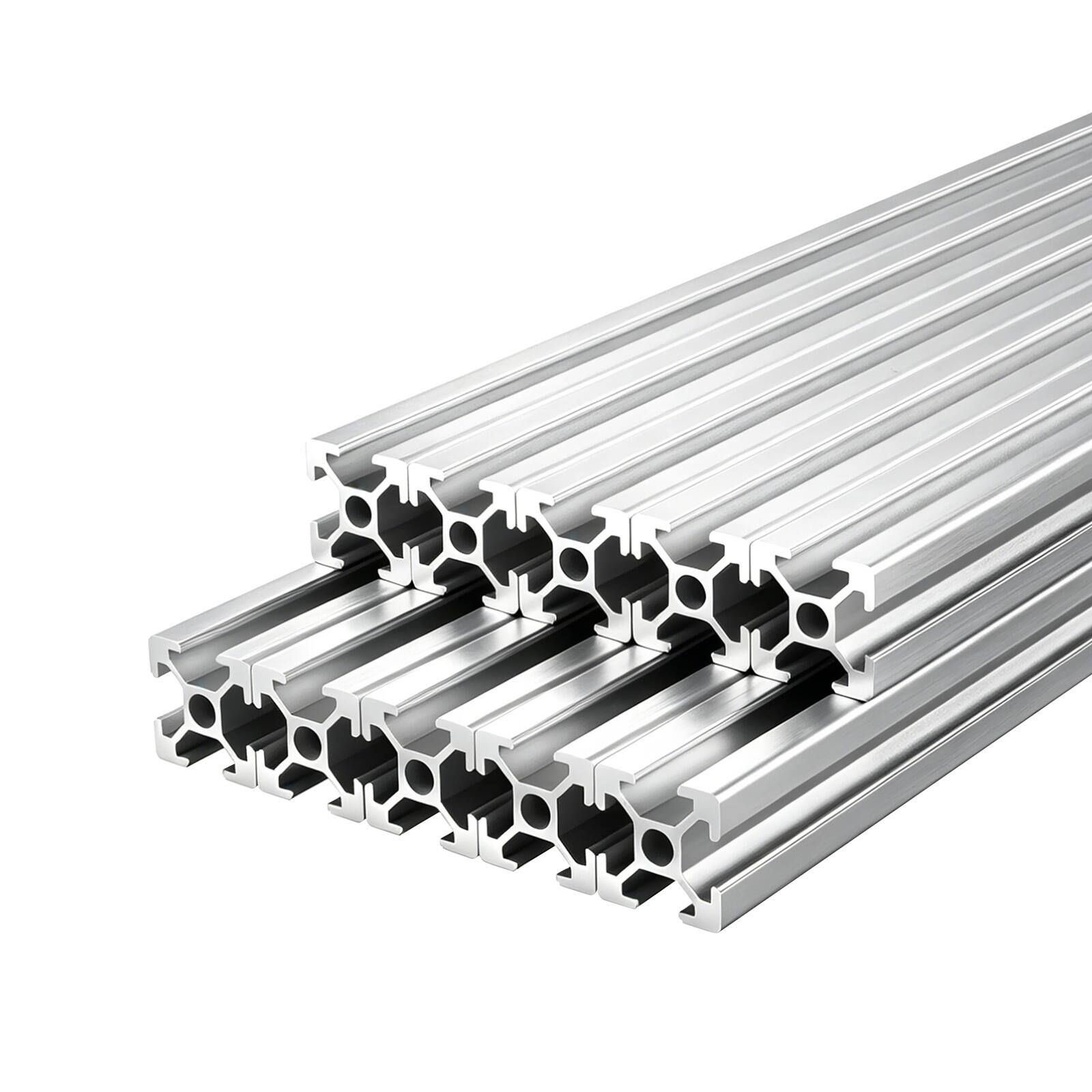 Alt View 5. VEVOR - 10PCS 2020 Aluminum Extrusion Profile, 39.37 Inch 1000 mm, T Slot European Standard Anodized Linear Rail - Silver.