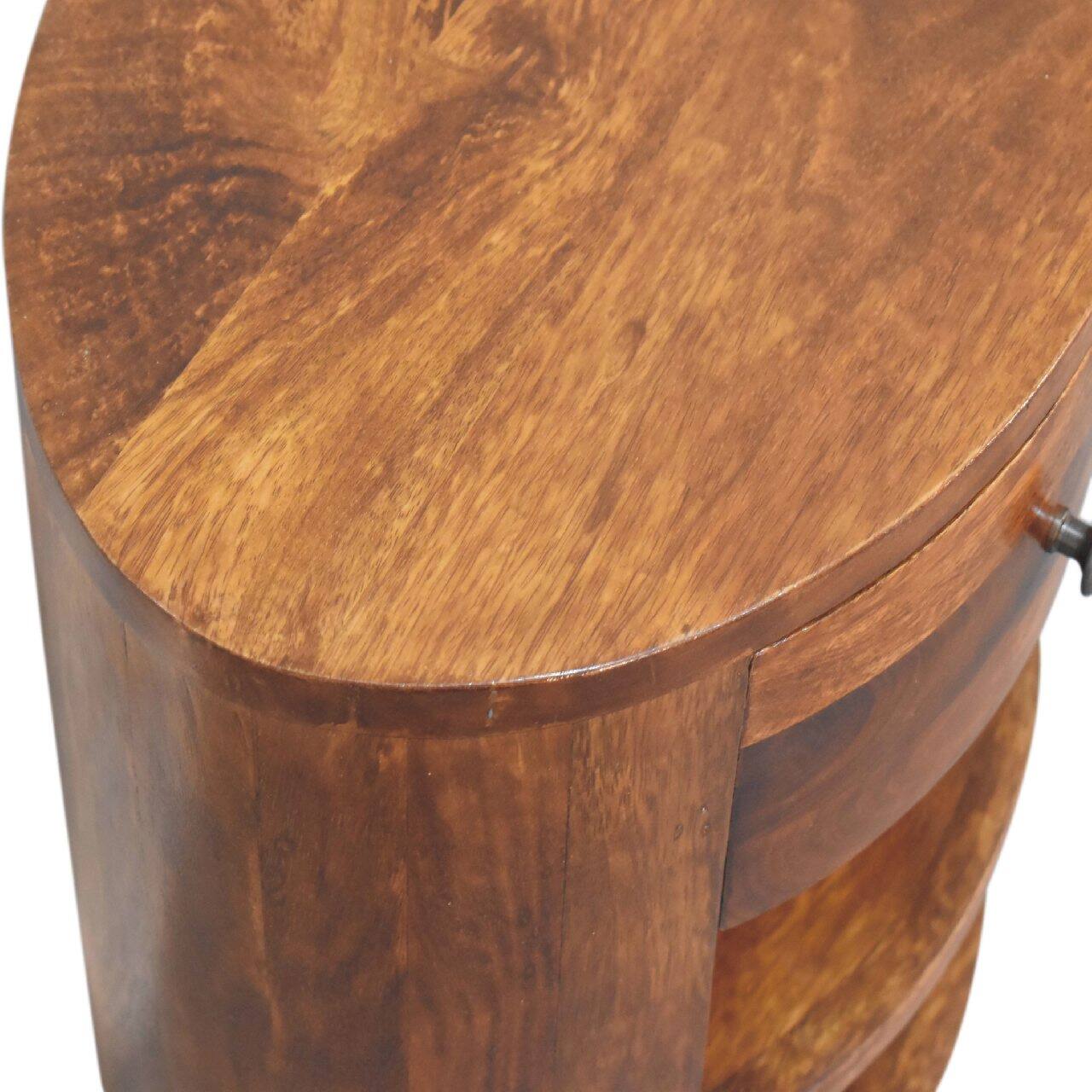 Alt View 1. Artisan Furniture - Artisan Furniture Solid Wood Cortez Chestnut Nightstand, 1 Drawer, 2 Open Slot, Nordic Legs, Dark Brown - Chestnut.