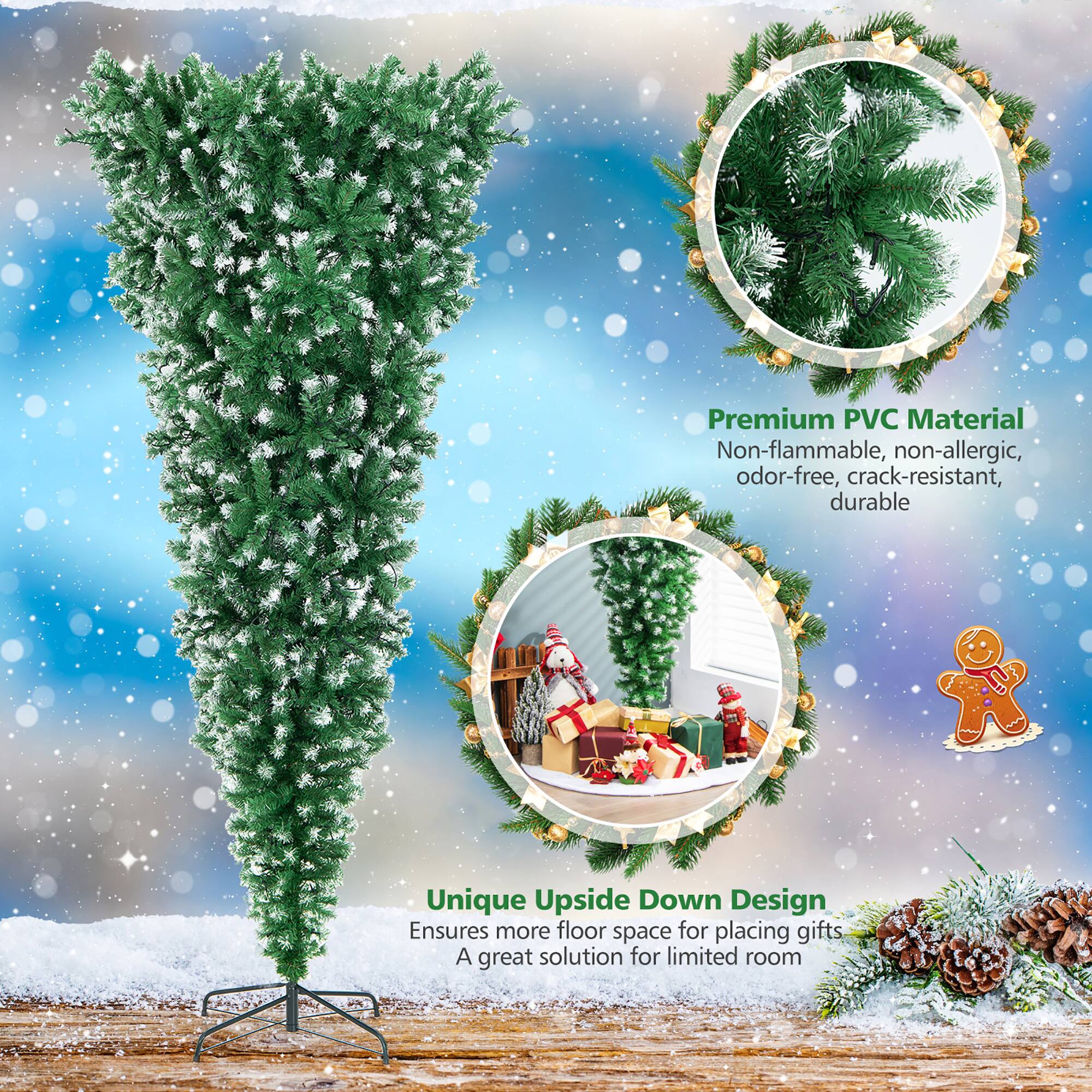 Premium PVC Material: Non-flammable, non-allergic, odor-free, crack-resistant, durable. Unique Upside Down Design: Ensures more floor space for placing gifts. A great solution for limited room.