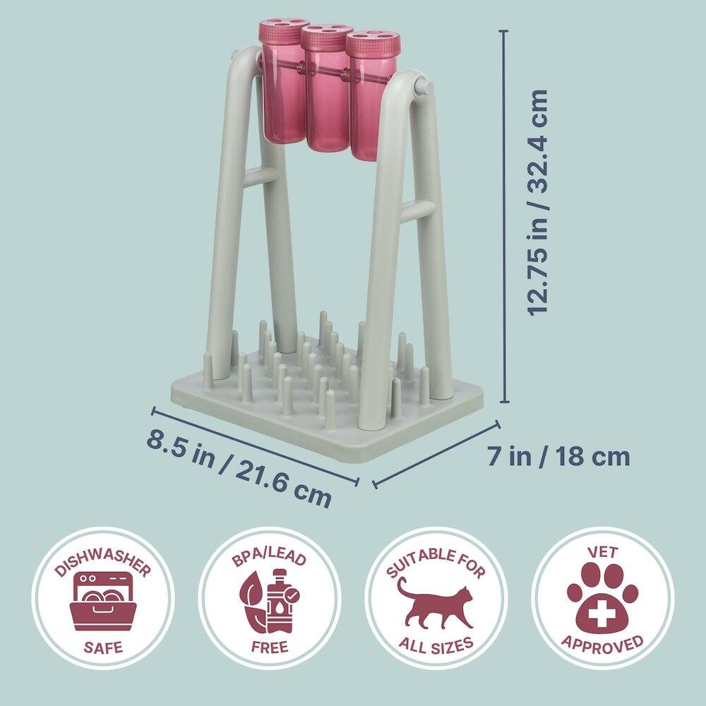 8.5 in / 21.6 cm  
12.75 in / 32.4 cm  
7 in / 18 cm  

DISHWASHER SAFE  
BPA/LEAD FREE  
SUITABLE FOR ALL SIZES  
VET APPROVED