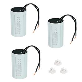 Unique Bargains - 3pcs 30uF CBB60 Running Capacitor, AC 450V 2 Wires 50/60Hz Cylinder 70x40mm for Water Pumps, Washing Machines - Gray