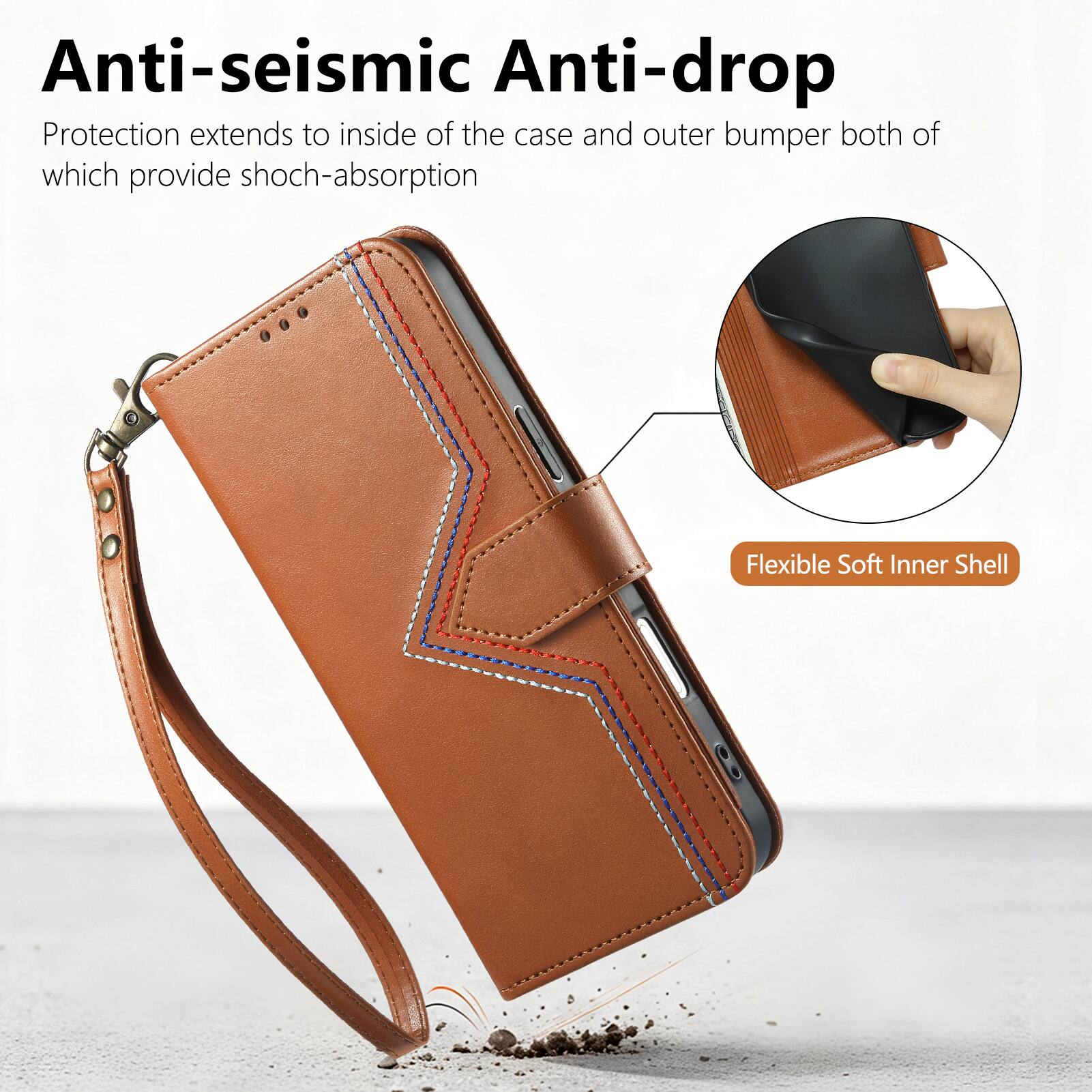 Dteck Wallet Phone Case for Apple iPhone 16 with Wrist Strap, Slim ...
