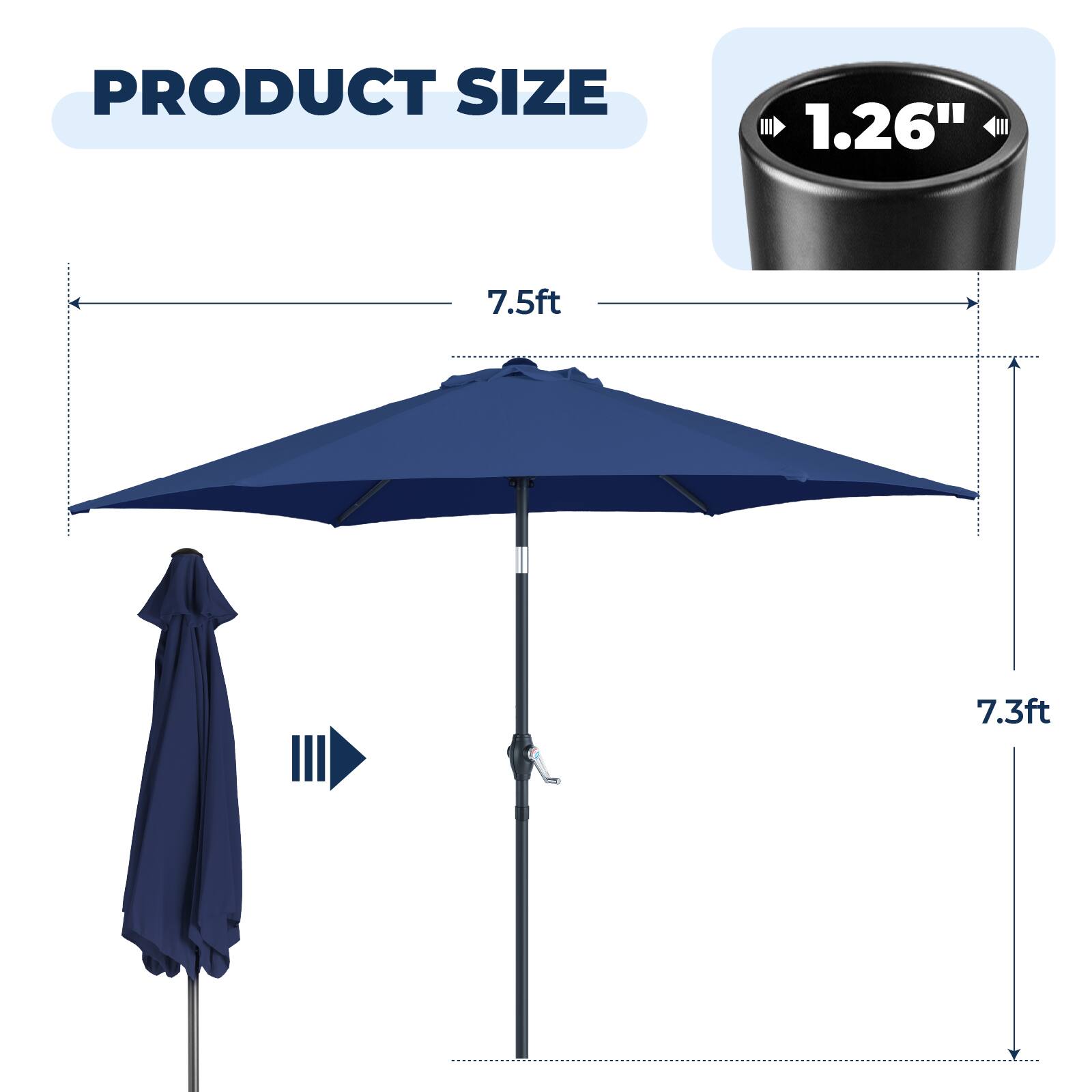 PRODUCT SIZE  
1.26"  
7.5ft  
7.3ft