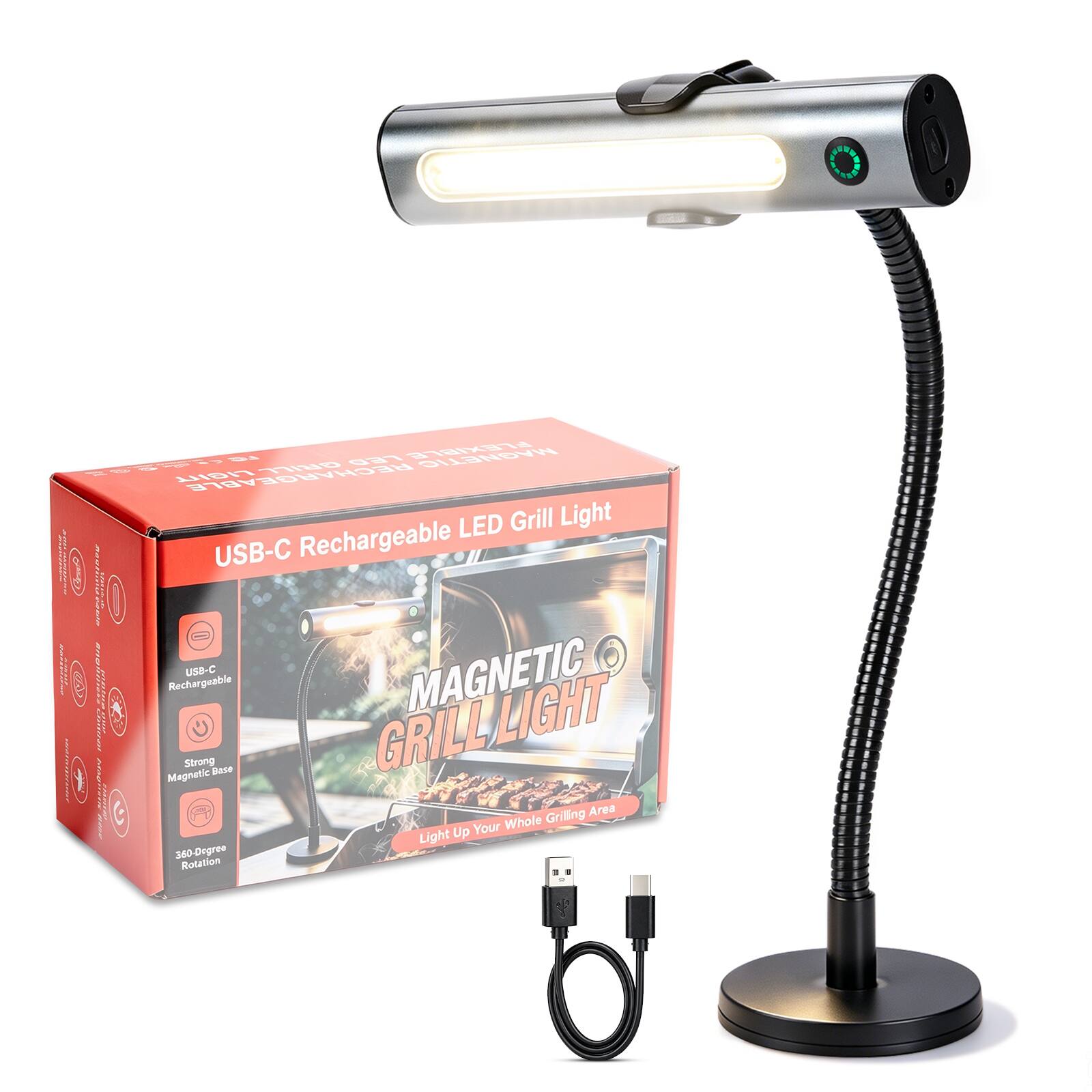 L 84 S LI ARCHARGEABLE GRILL LIGHT | USB-C Rechargeable LED Grill Light | MAGNETIC Streng Base GRILL LIGHT | Light Up Your Whole Grilling Area