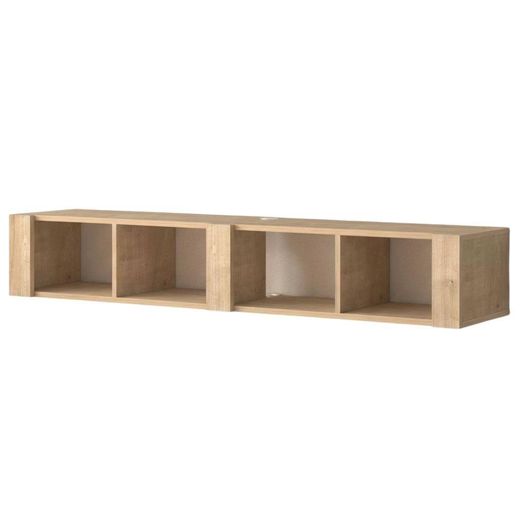 Alt View 3. FurniFact - Beige Floating TV Stand for 75 Inch TVs – Wall Mounted Entertainment Center - Beige.