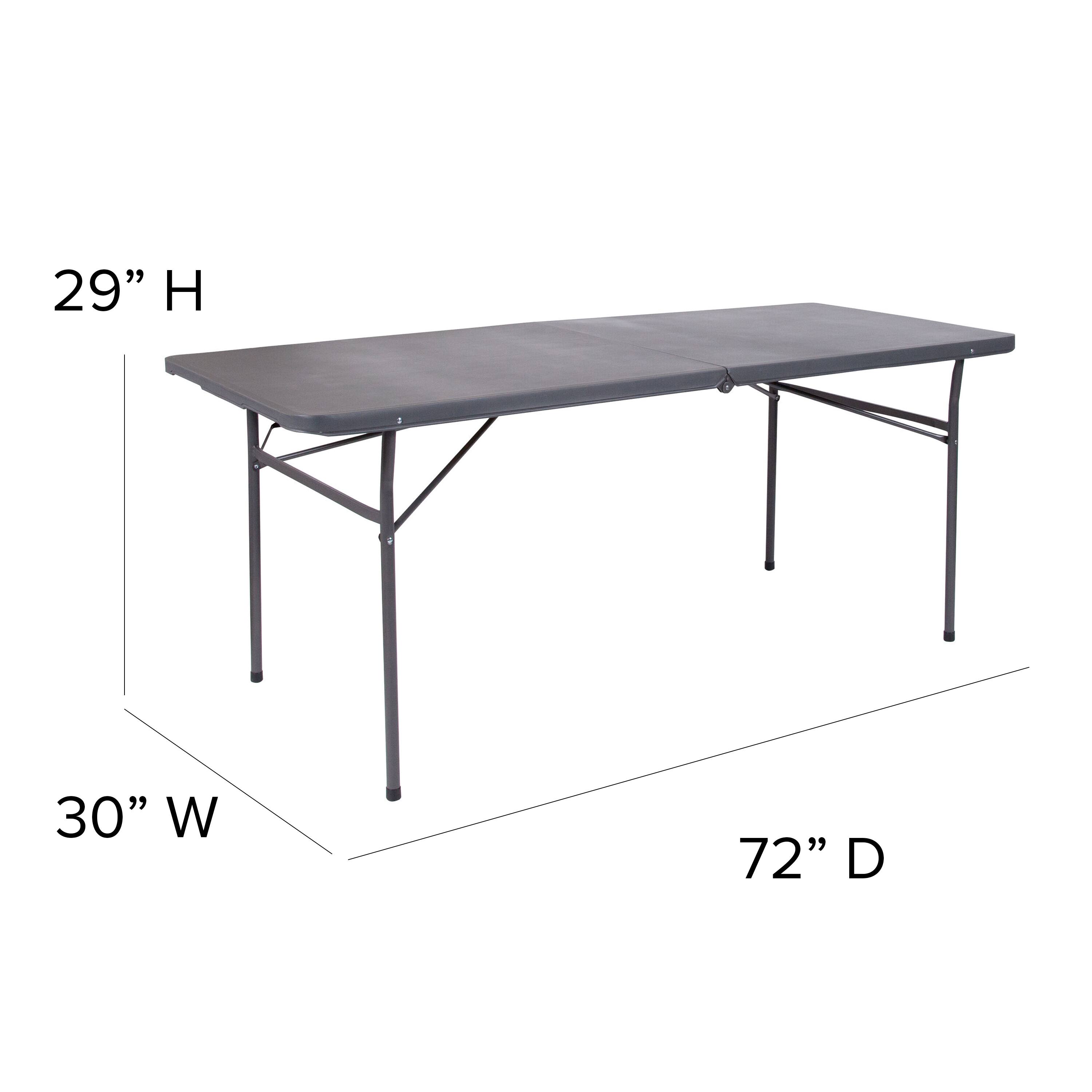 Alt View 15. Alamont Home - 6-Foot Bi-Fold Plastic Banquet and Event Folding Table with Carrying Handle - Dark Gray.