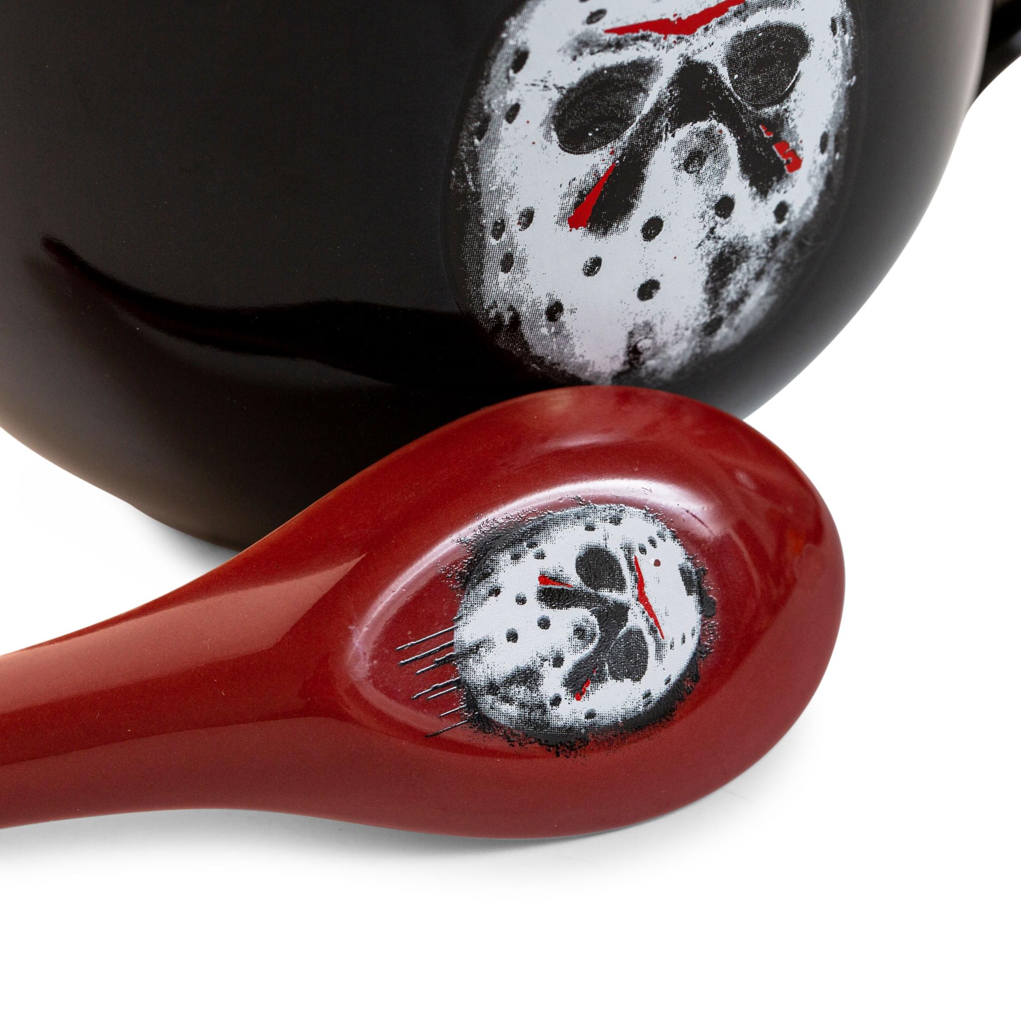 Alt View 10. Silver Buffalo - Friday the 13th Jason Voorhees Ceramic Soup Mug With Spoon | Holds 24 Ounces - Black.