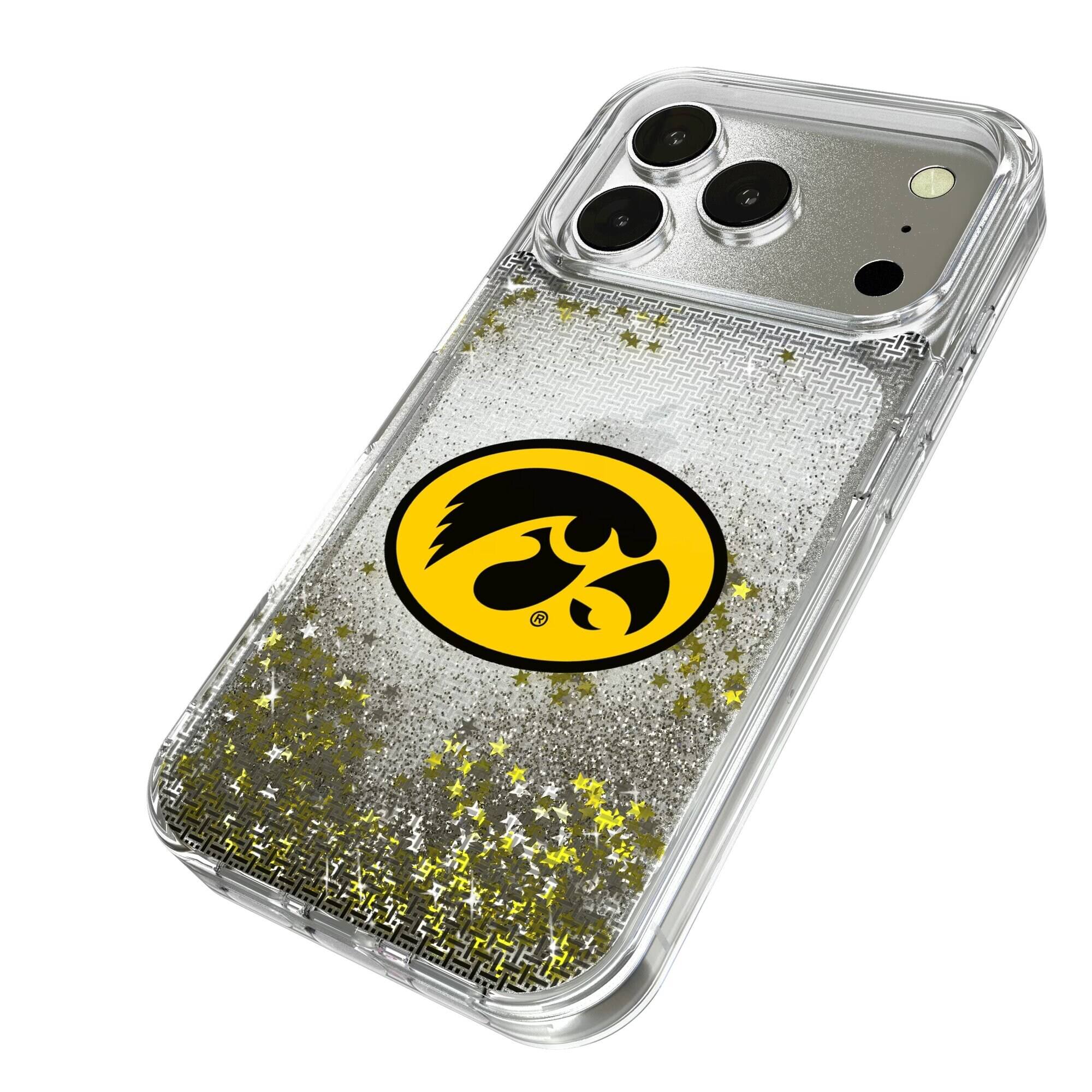 Alt View 1. Keyscaper - Iowa Hawkeyes Linen Logo iPhone Glitter Case - 15 - Multicolor.