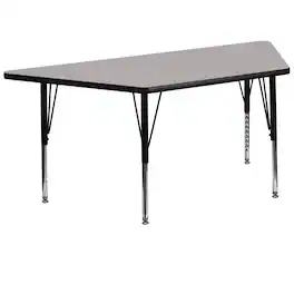 Emma + Oliver - 29x57 Trapezoid HP Laminate Adjustable Preschool Activity Table - Gray