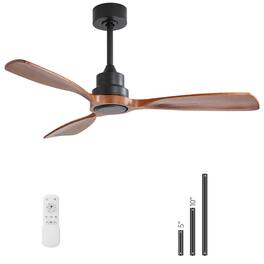Sofucor - Modern Solid Wood Low Profile Ceiling Fans No Light Quiet DC Motor 6 Speed & Timer & Reversible for Bedroom Living Room - 48'' - Downrods Ceiling