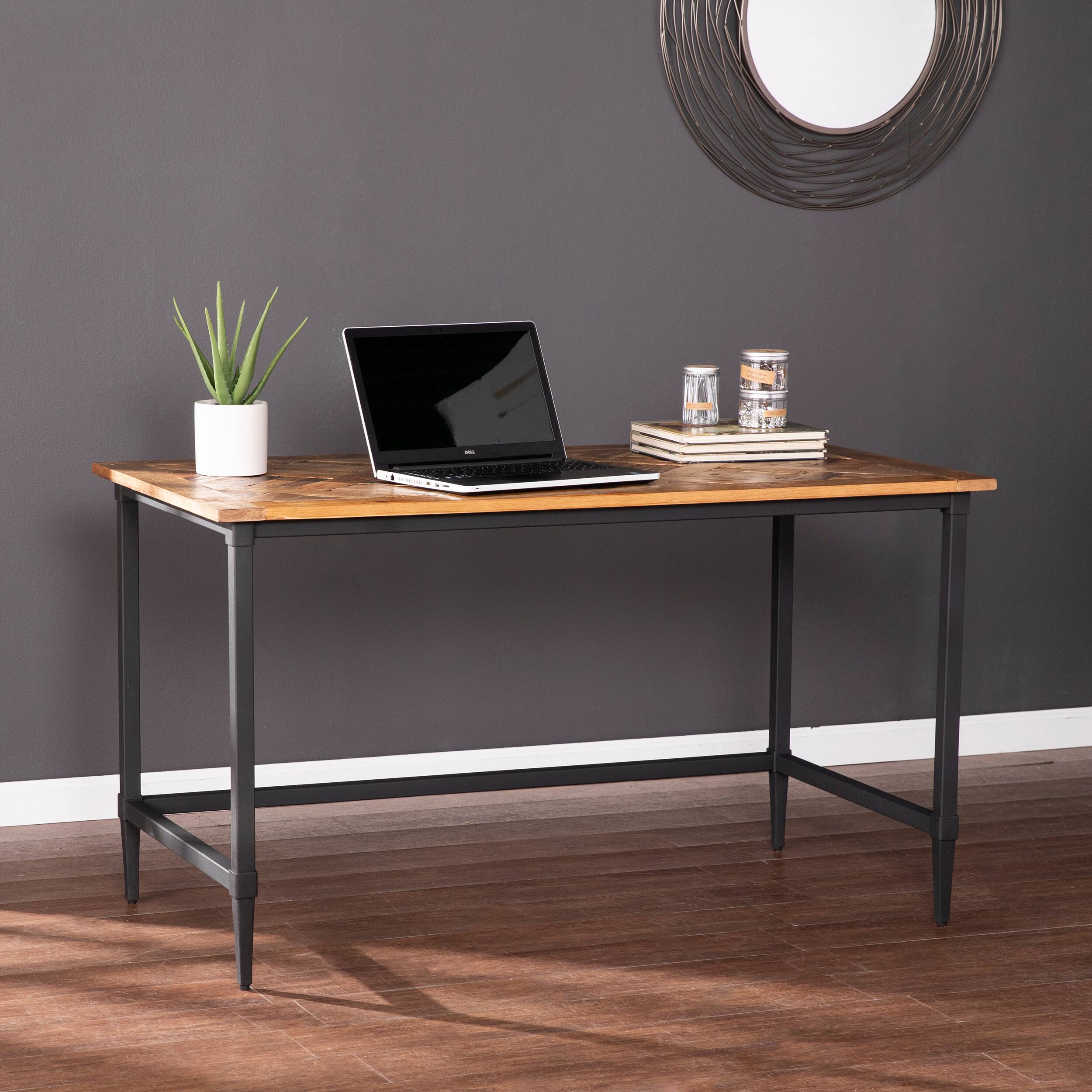 Angle. TinyHomie - Lawrenny Reclaimed Solid Wood Desk - Black.