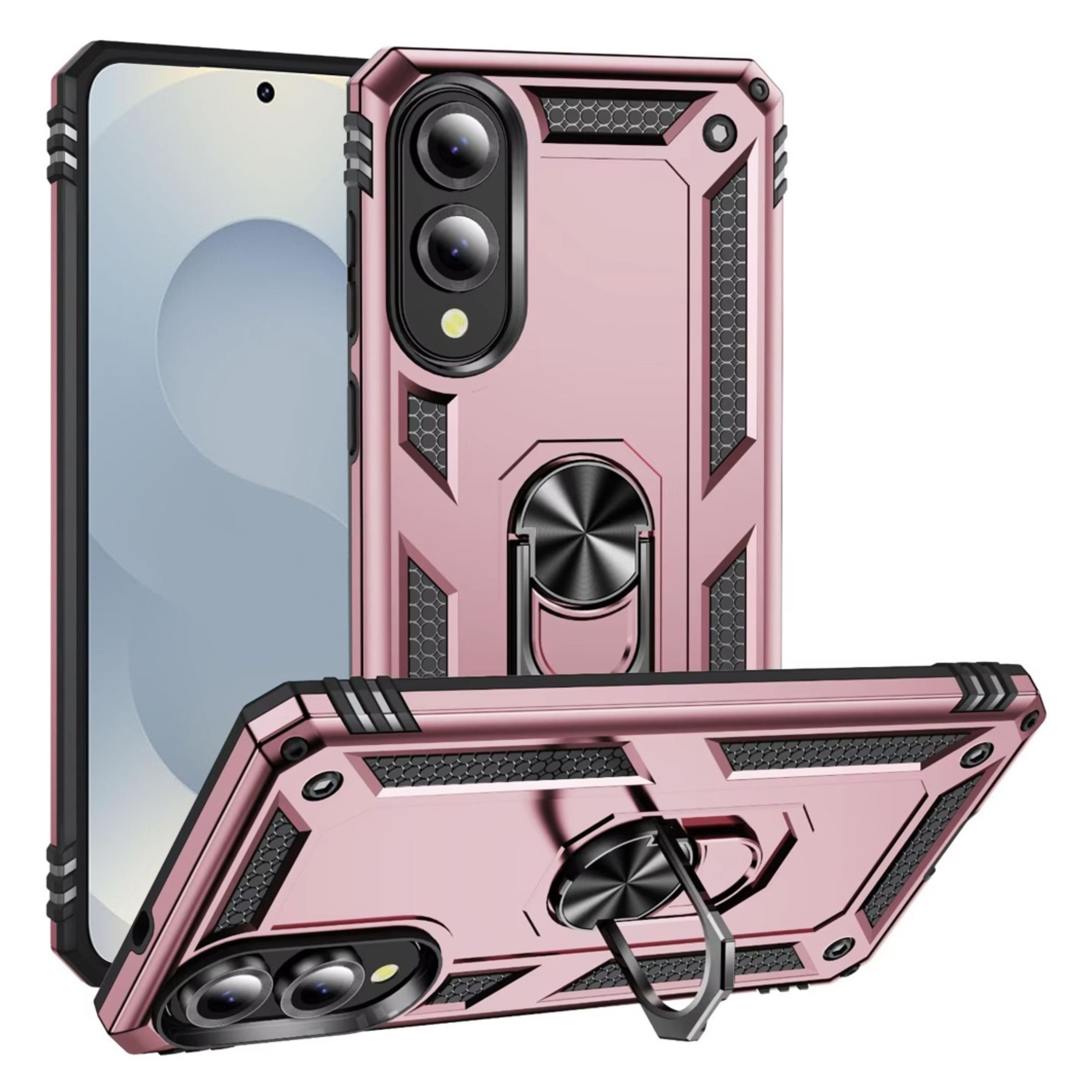 Kitcheniva - Shockproof Ring Magnetic Kickstand Phone Case With Tempered Glass For Samsung Galaxy S25 Edge - Rose Gold price history on PriceWatchPro