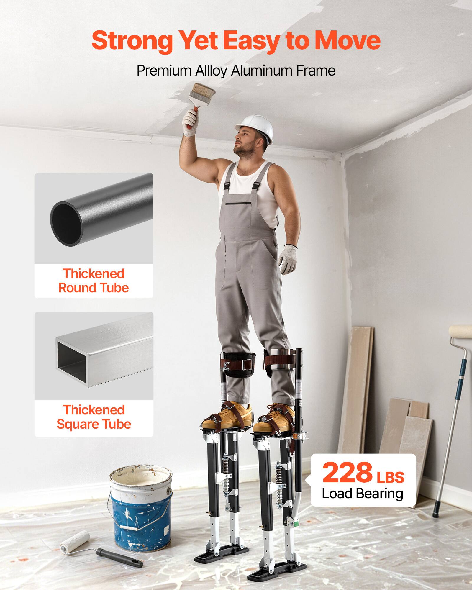 Strong Yet Easy to Move  
Premium Alloy Aluminum Frame  
Thickened Round Tube  
Thickened Square Tube  
228 LBS Load Bearing