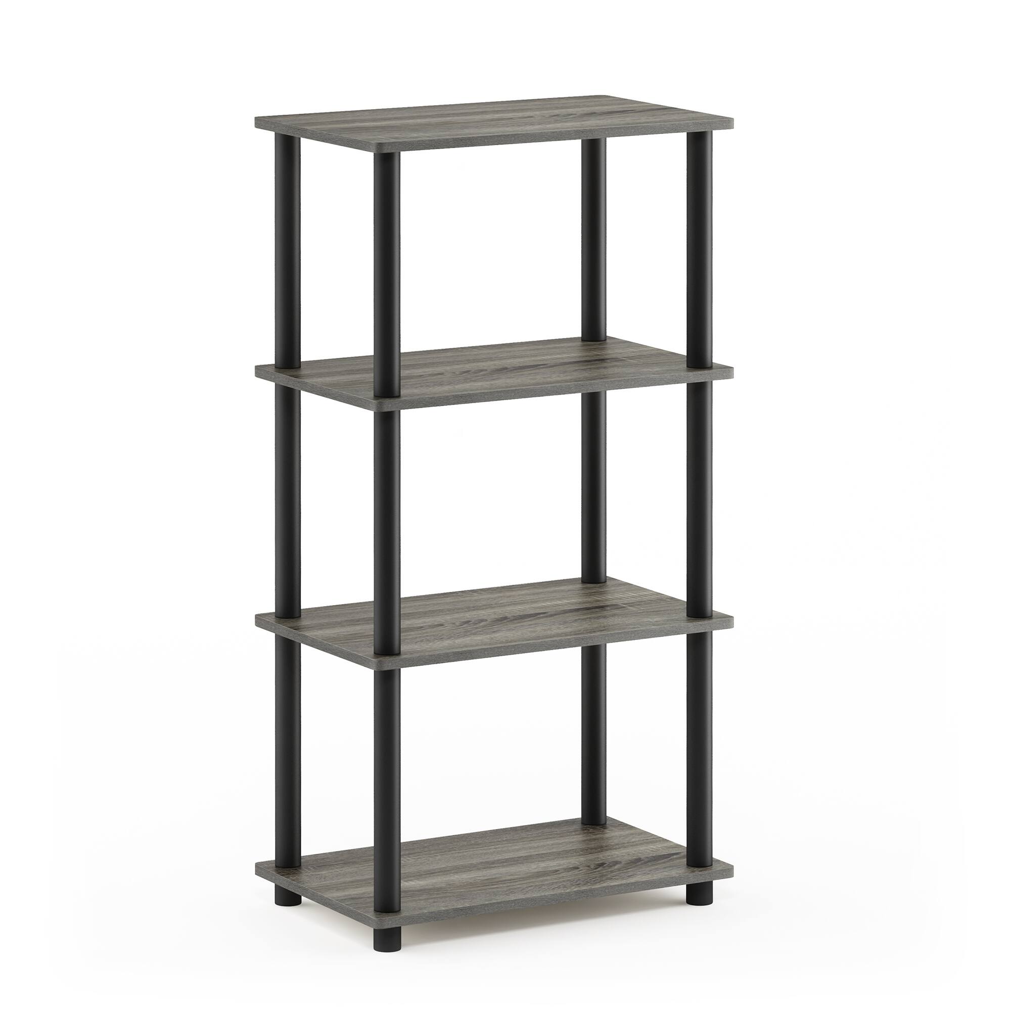 Front. Furinno - Turn-N-Tube No Tool 4-Tier Storage Shelf, French Oak/Black - French Oak/Black.