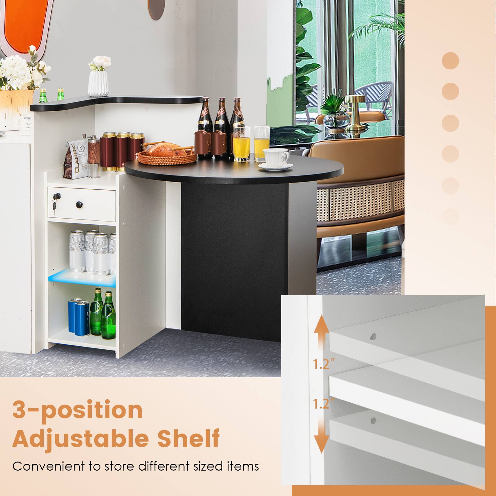 CLASSIC 1.2" 3-position Adjustable Shelf  
Convenient to store different sized items

3-position Adjustable Shelf  
Convenient to store different sized items