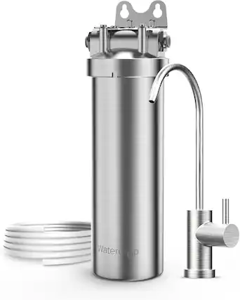Front. Waterdrop - Waterdrop BS08 Under Sink Water Filter, 1 Year Lifetime Stainless Steel Water Filter System - Silver.