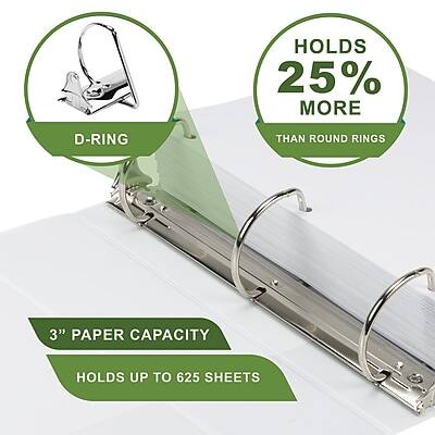 - HOLDS 25% MORE THAN ROUND RINGS
- D-RING
- 3" PAPER CAPACITY
- HOLDS UP TO 625 SHEETS