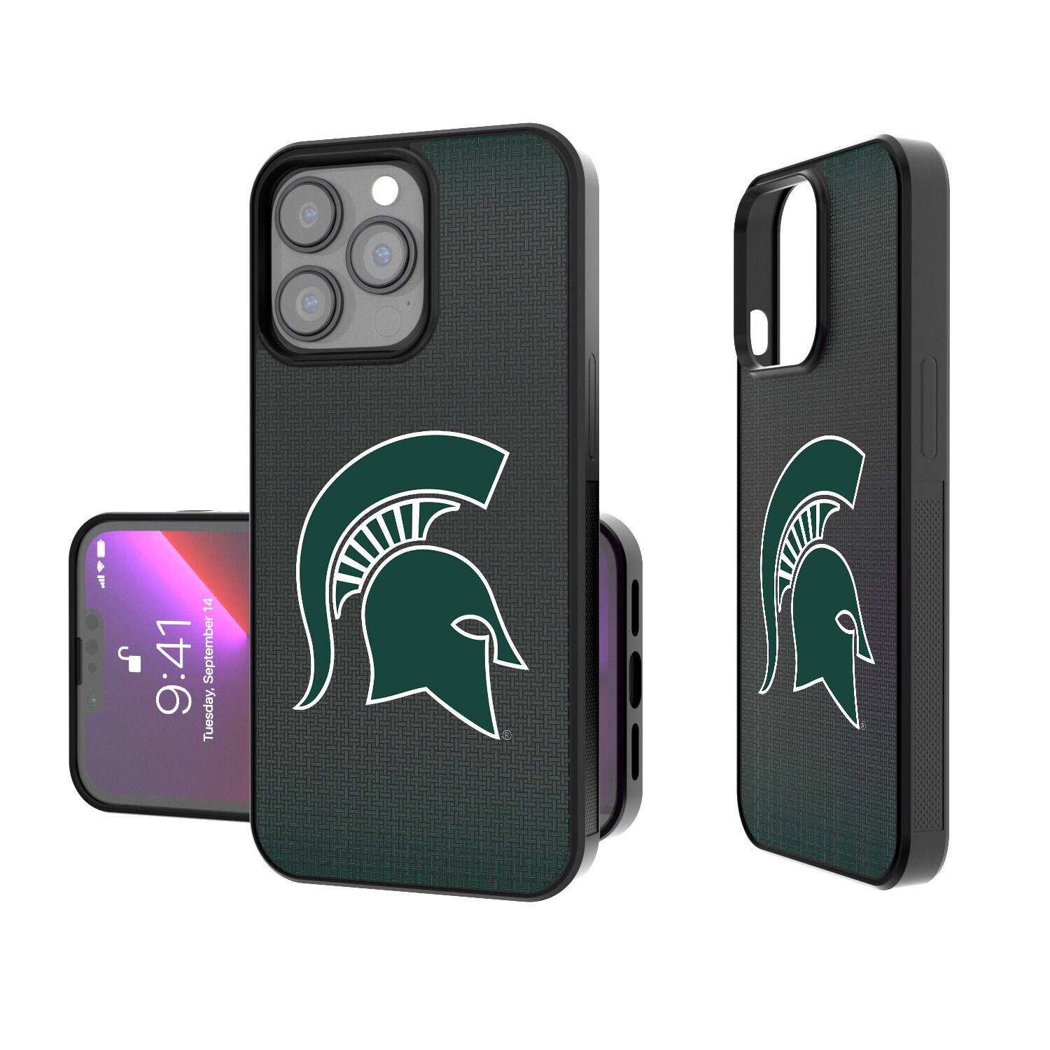 Keyscaper - NCAA - Michigan State Spartans Linen Logo iPhone Bump Case - 15 - Black price history on PriceWatchPro