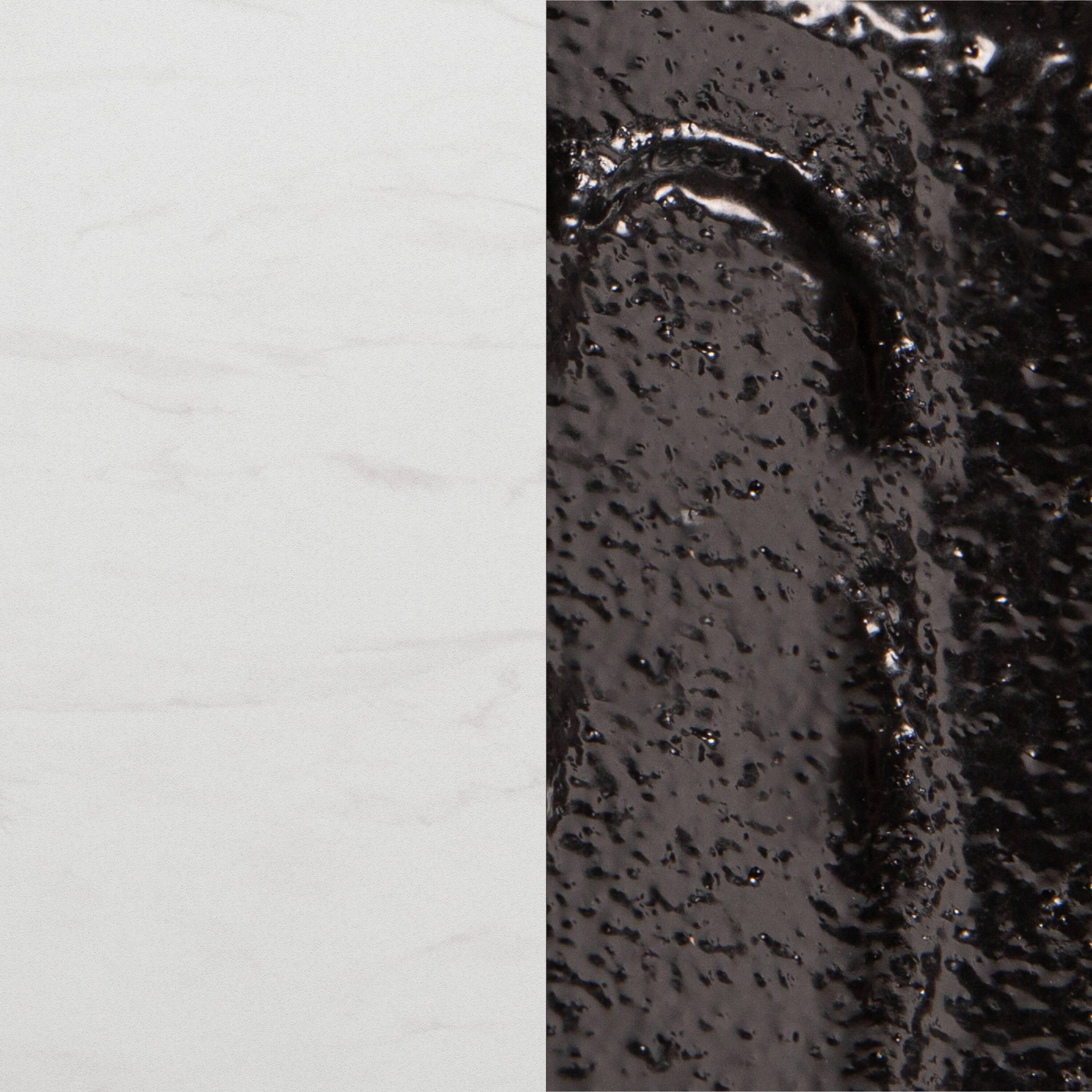 Alt View 10. Emma + Oliver - PureShield Indoor Outdoor Tabletop with Seam-Free Surface Innovation and Cast Iron Bistro Table Base - White Faux Marble/Black Base.