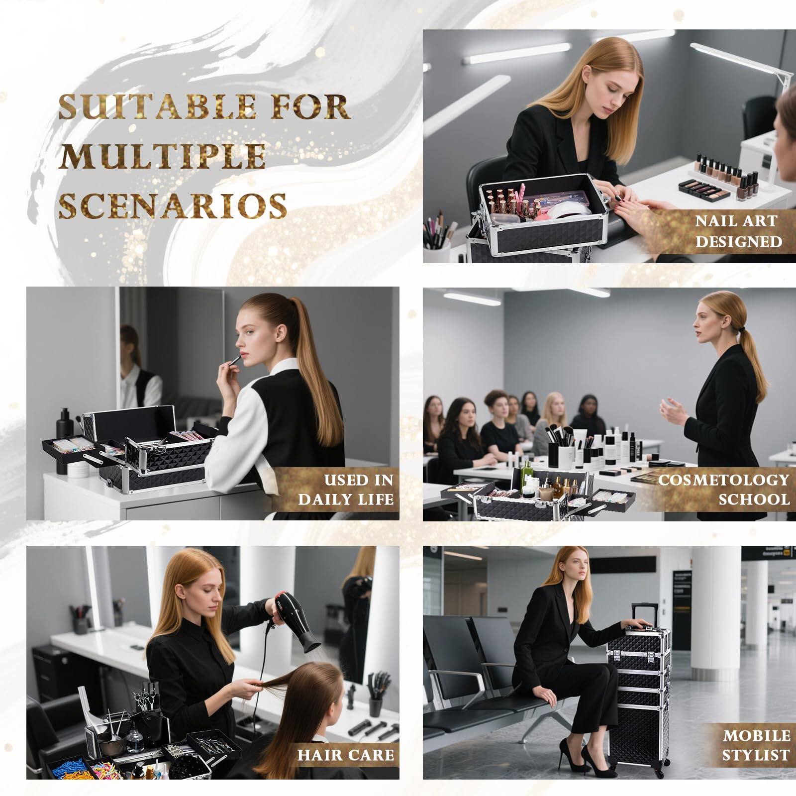 SUITABLE FOR MULTIPLE SCENARIOS

NAIL ART DESIGNED

USED IN DAILY LIFE

COSMETOLOGY SCHOOL

HAIR CARE

MOBILE STYLIST