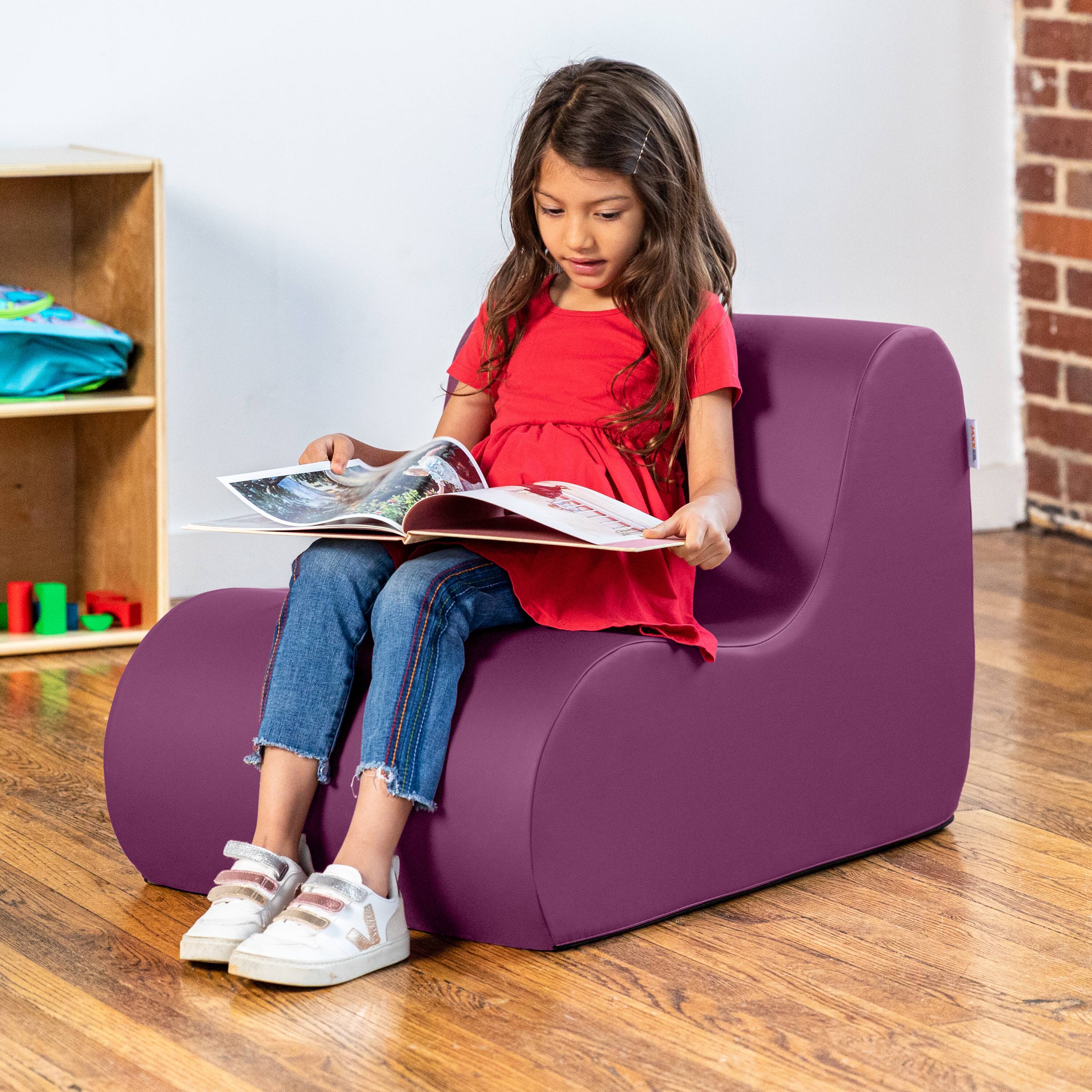 Back. Jaxx - Jaxx Midtown Small Classroom Soft Foam Chair - Premium Vinyl Cover, Purple - Purple.