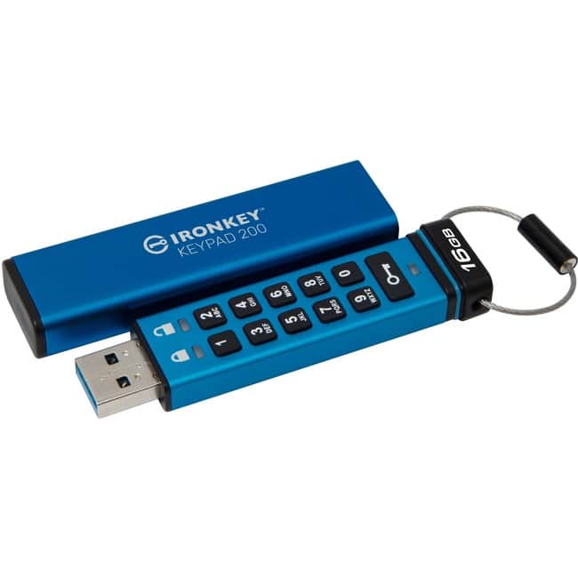 Kingston - IronKey Keypad 200 16GB USB 3.2 (Gen 1) Type A Flash Drive - 16 GB - USB 3.2 (Gen 1) Type A - 145 MB/s Read Speed - 115 - Unknown