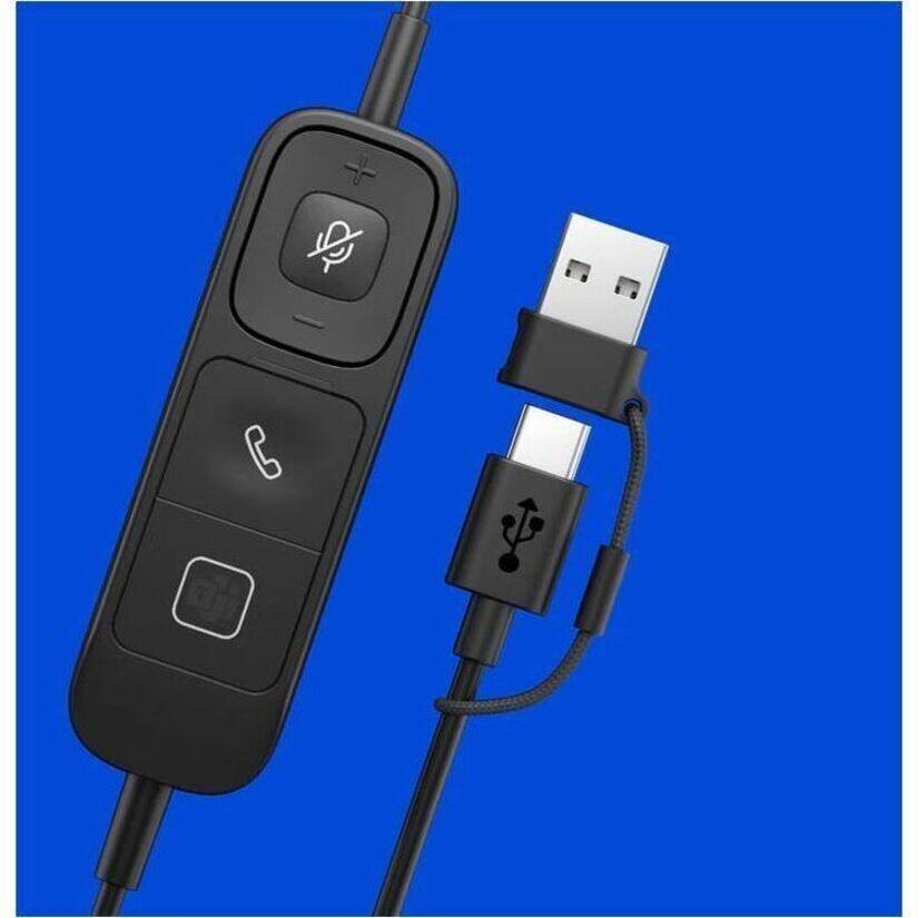 Alt View 4. Poly - Poly Mission 415 Monaural USB Wired Headset Classic - Microsoft Teams Certification - Mono - USB, USB Type A, USB Type C - Black.