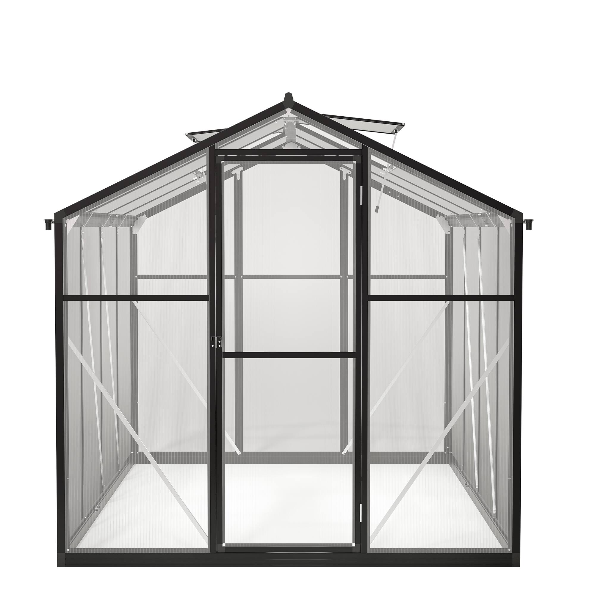 Alt View 7. Mondawe - 6x8 FT Polycarbonate Walk-in Greenhouse with Aluminum Frame and Roof Vent - Black.