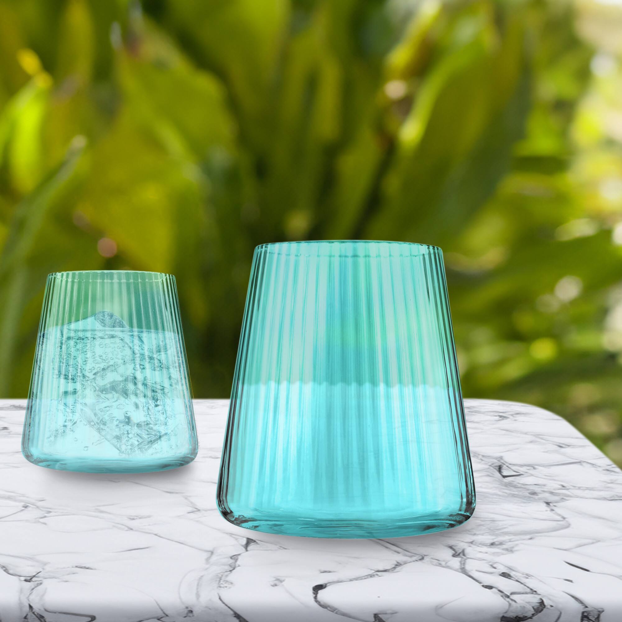 Back. Artland - Artland Soho Optic 16-Piece Glassware Set, Turquoise (Champagne & Double Old Fashion) - Turquoise.