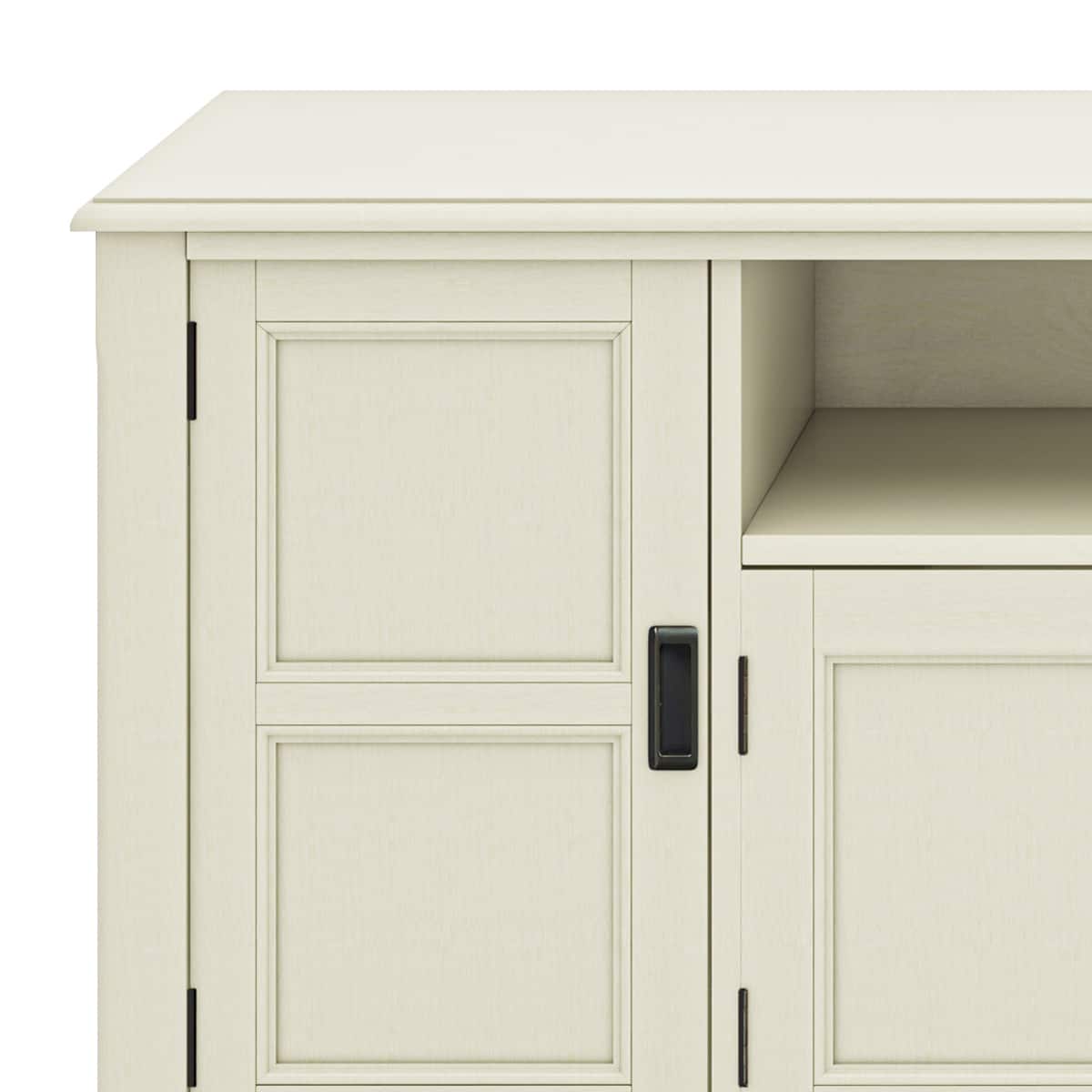 Left. Simpli Home - Burlington SOLID WOOD 72 inch TV Media Stand in Antique White For TVs up to 80 inches - Antique White.
