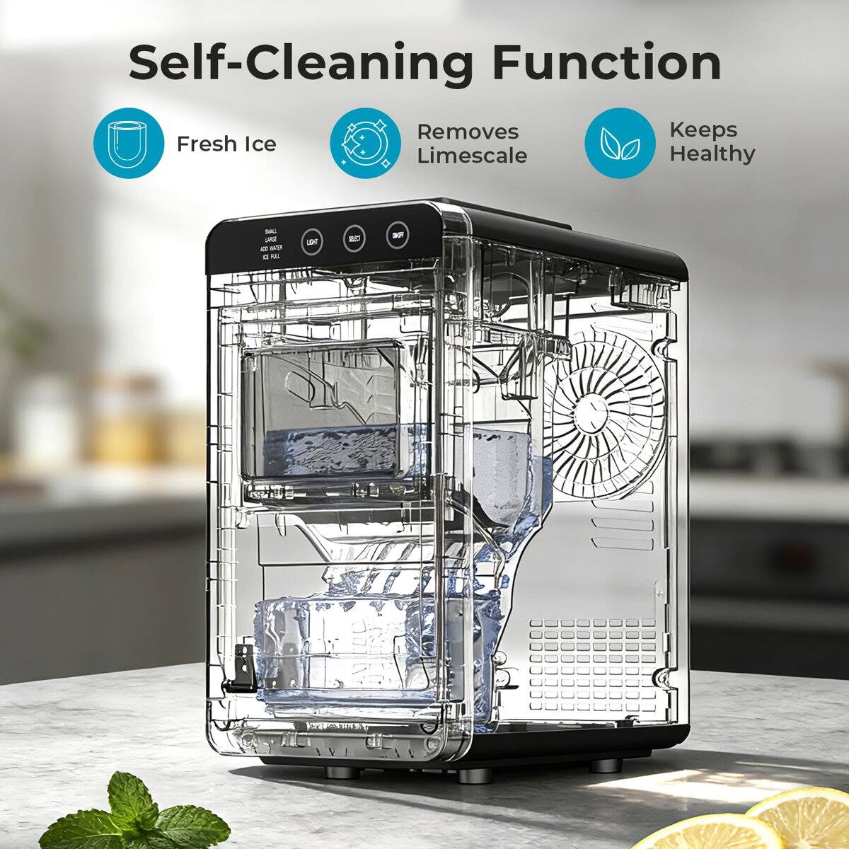 Self-Cleaning Function  
- Fresh Ice  
- Removes Limescale  
- Keeps Healthy