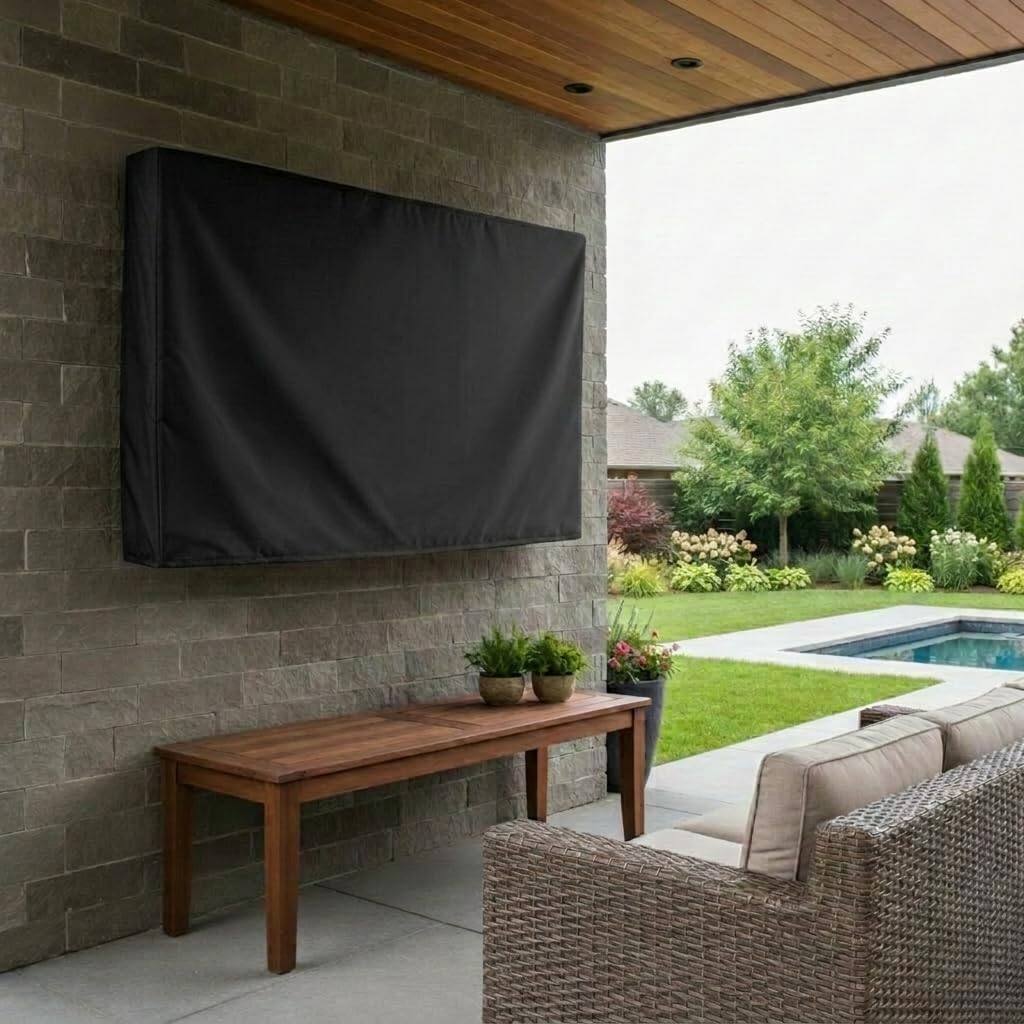 Angle. KHOMO GEAR - Outdoor TV Cover 46" to 48" – Weatherproof Protector for Flat Screen TVs - Black.