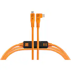 Front. Tether Tools - Tether Tools TetherPro Optima 10G 15' USB-C Right Angle Cable,Orange - Orange.