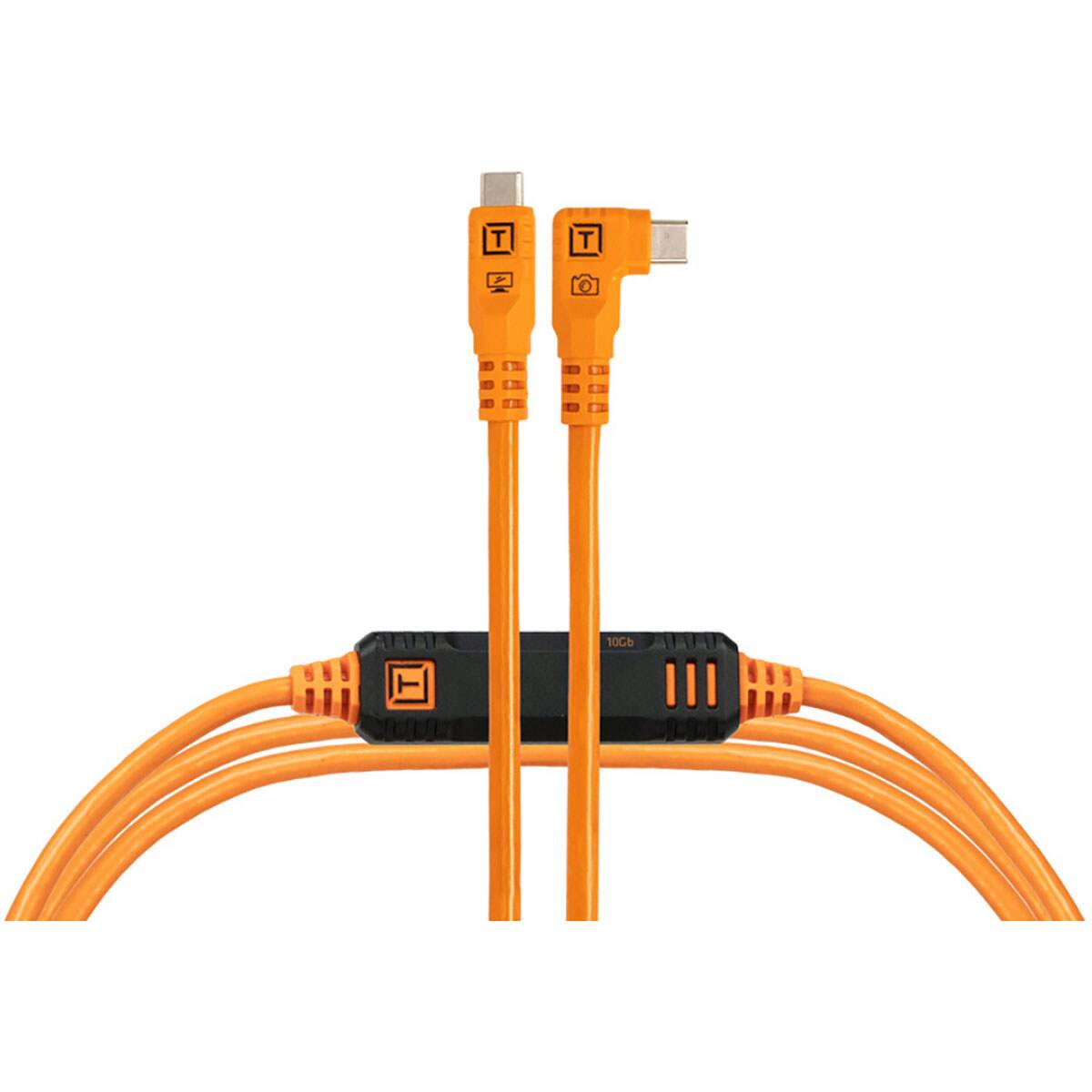Front. Tether Tools - Tether Tools TetherPro Optima 10G 15' USB-C Right Angle Cable,Orange - Orange.