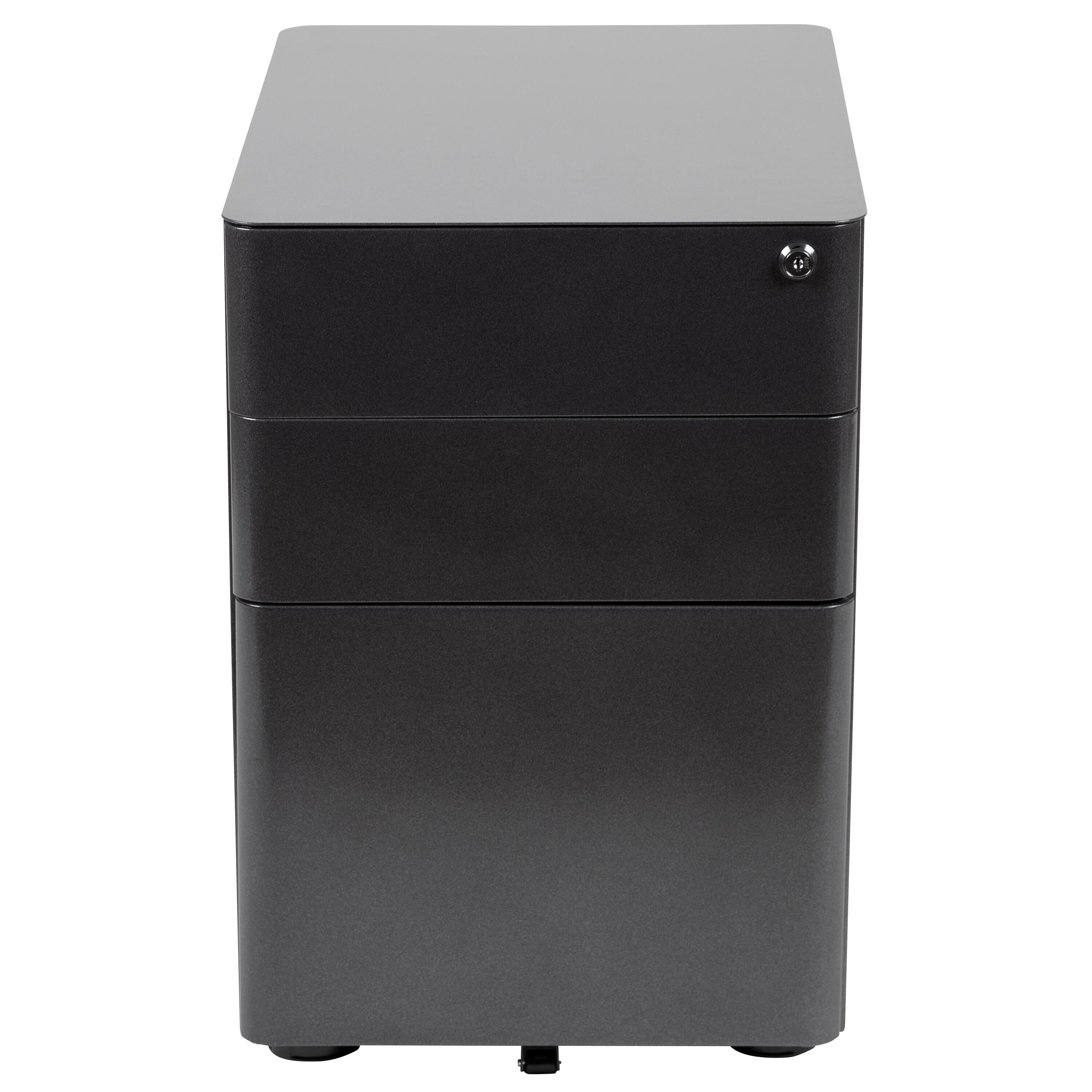 Alt View 7. Emma + Oliver - Modern 3-Drawer Mobile Locking Filing Cabinet Storage Organizer - Black.