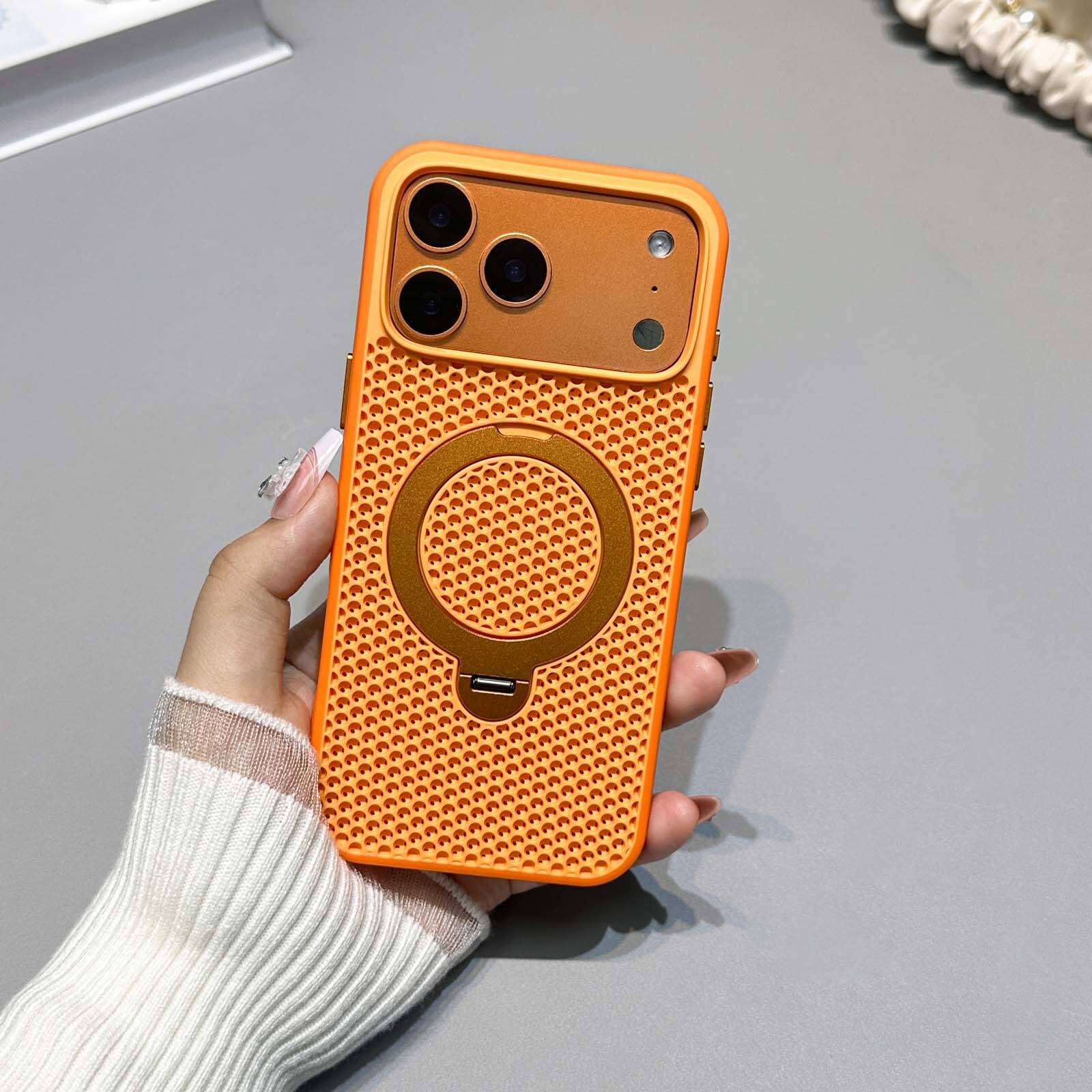 Alt View 8. UUCOVER - Magnetic Kickstand Case For Apple iPhone 18 Pro with 360° Ring Holder, Compatible with MagSafe, Heat Dissipation Cover - Orange.