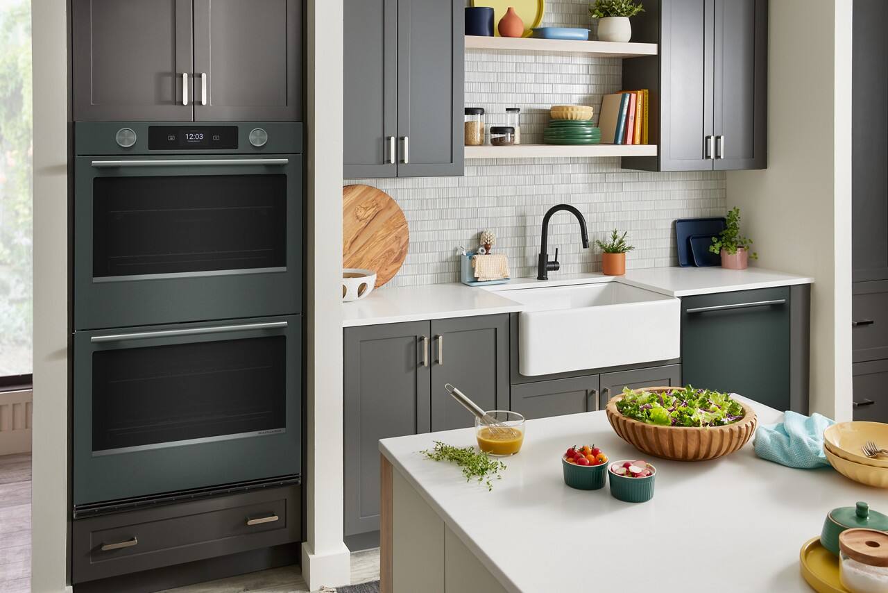 Alt View 2. KitchenAid - 30 inch Smart Built-In Double Electric Wall Oven with Intelligent Cooking Camera - Juniper.