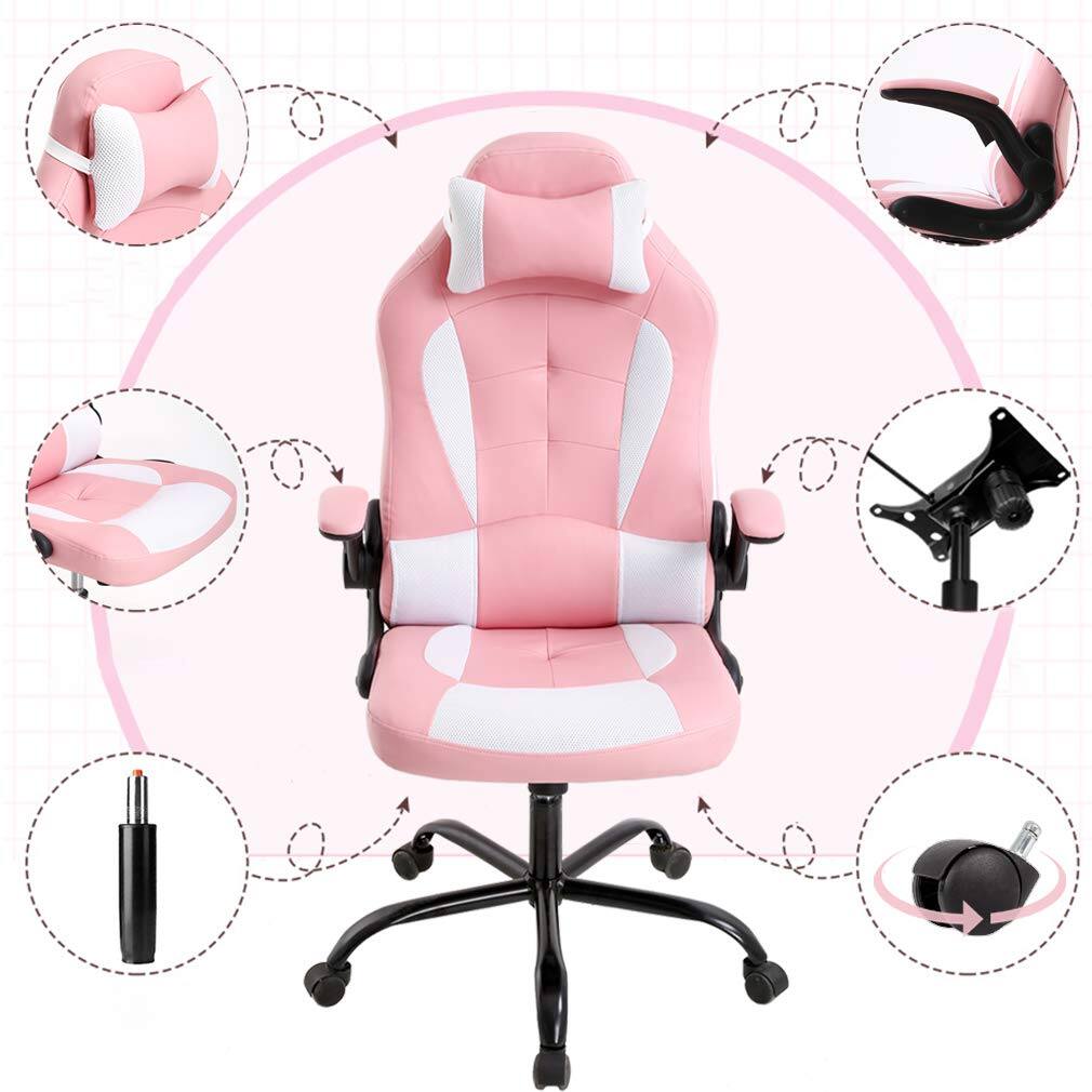 Alt View 5. Hirose Alice - Gaming Chair Office Chair Desk Chair Racing Executive PU Leather Ergonomic Massage Computer Chair with Lumb... - Blue.