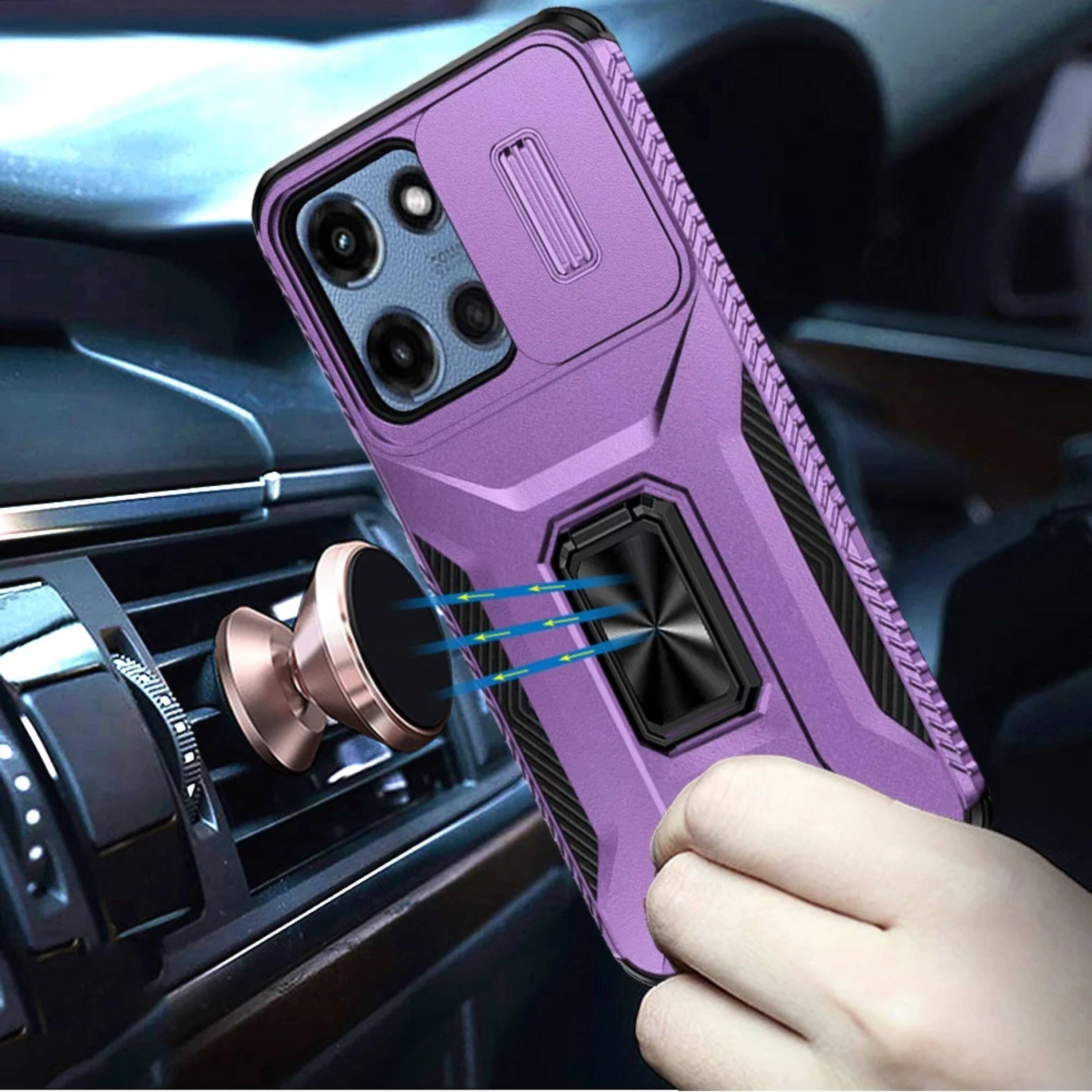 Angle. Kitcheniva - Rugged Complete Protection Case With Tempered Glass For Moto G 2025/2026/G Play 2026 Dark Purple - Dark Purple.