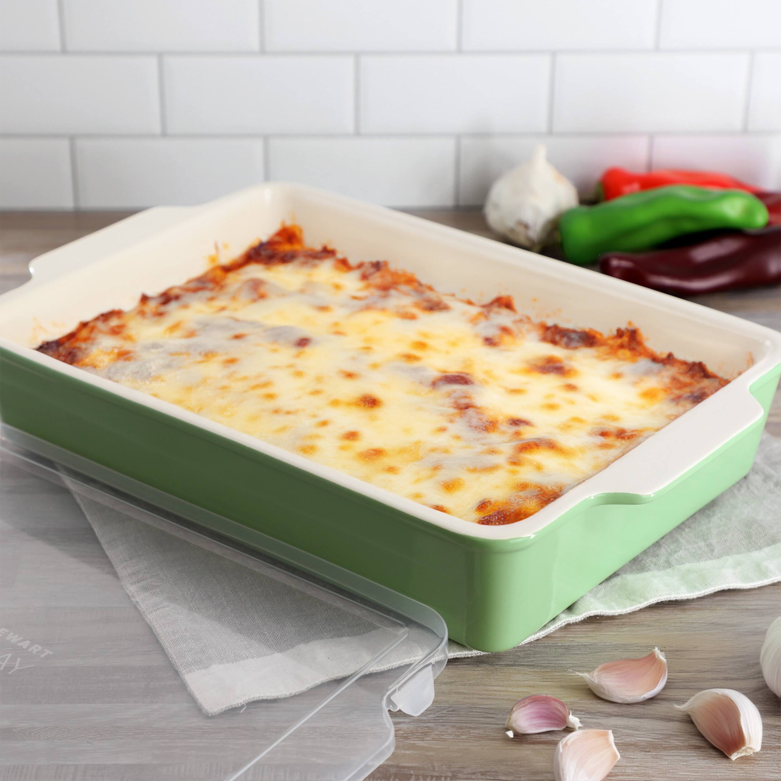 Alt View 5. Martha Stewart - Martha Stewart Everyday Tilden 9in x 13in Stoneware Baker with Lid in Green - Green.