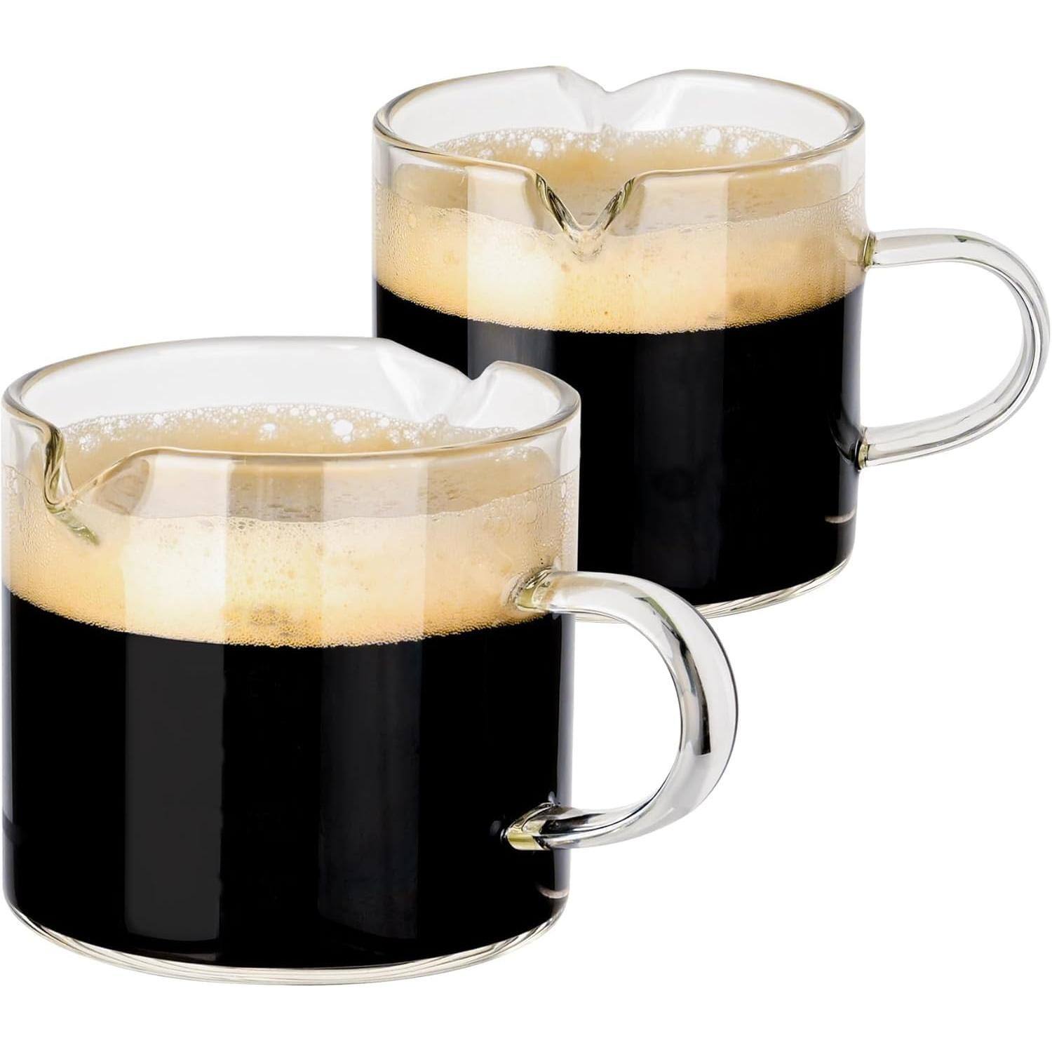 Dapper Styles Espresso Double Spouts Glass Coffe Cup With Handle /2 ...