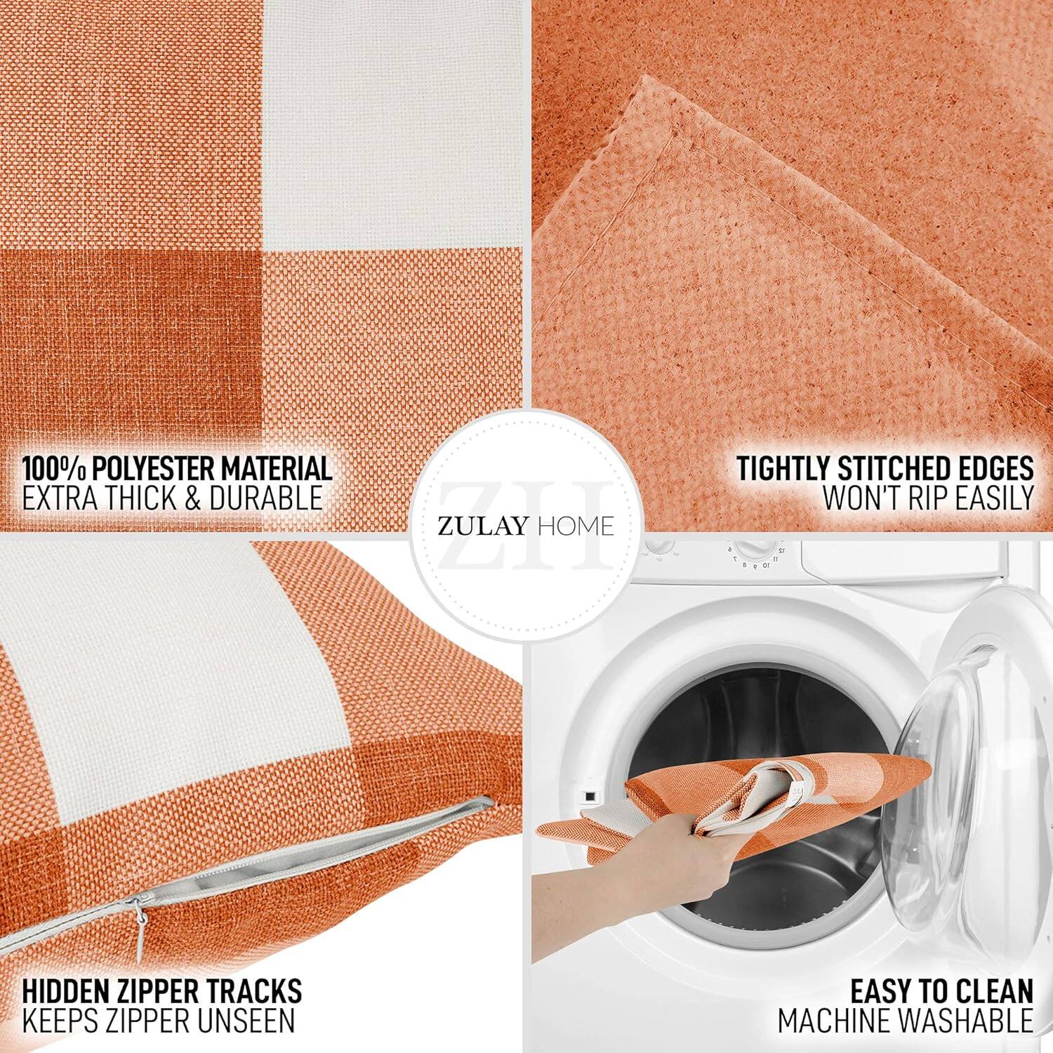 100% Polyester Material  
Extra Thick & Durable  

Tightly Stitched Edges  
Won't Rip Easily  

Hidden Zipper Tracks  
Keeps Zipper Unseen  

Easy to Clean  
Machine Washable